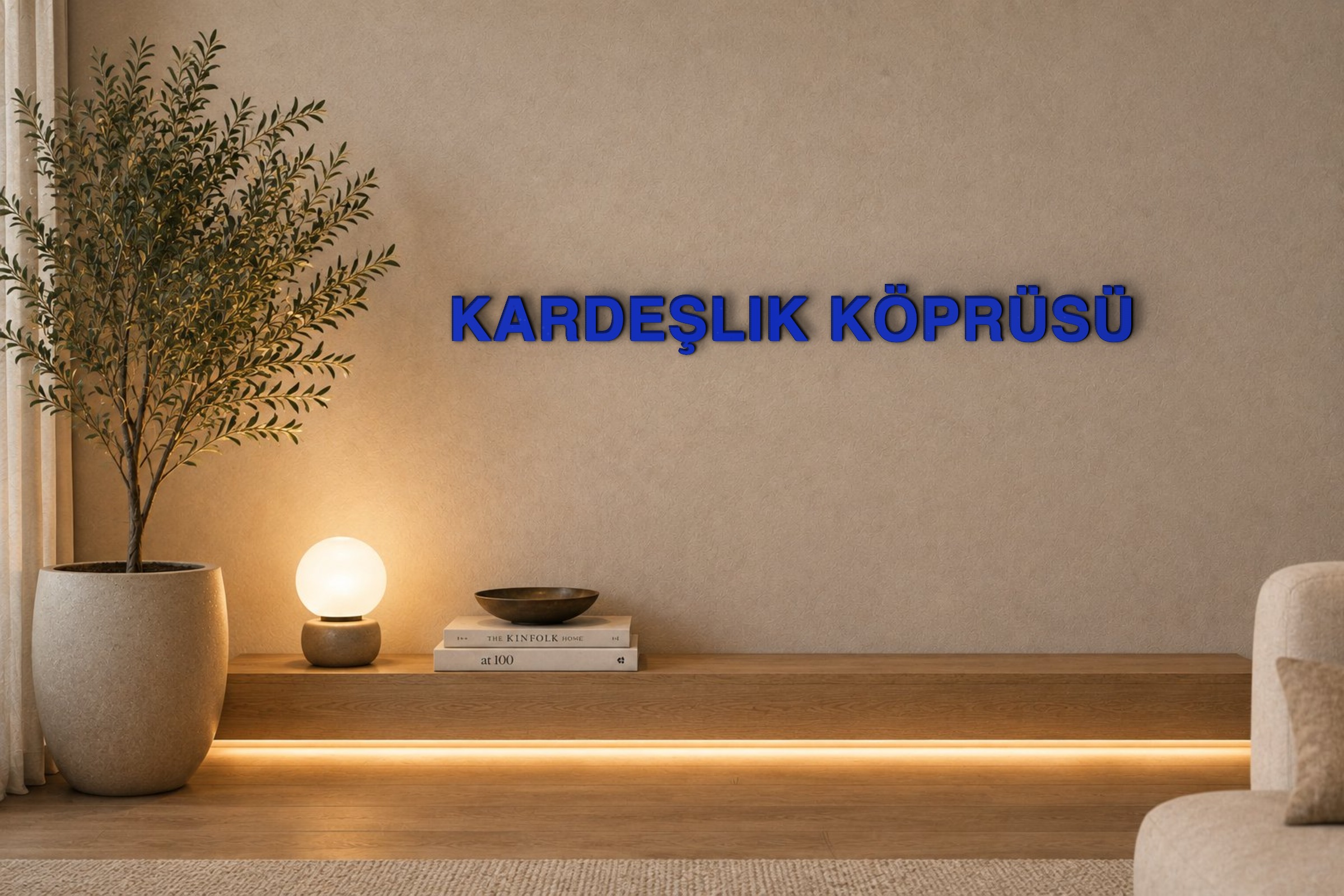 KARDEŞLIK KÖPRÜSÜ Özel 3D Tasarım Duvar Yazısı (navy blue) - 5 cm Yükseklik