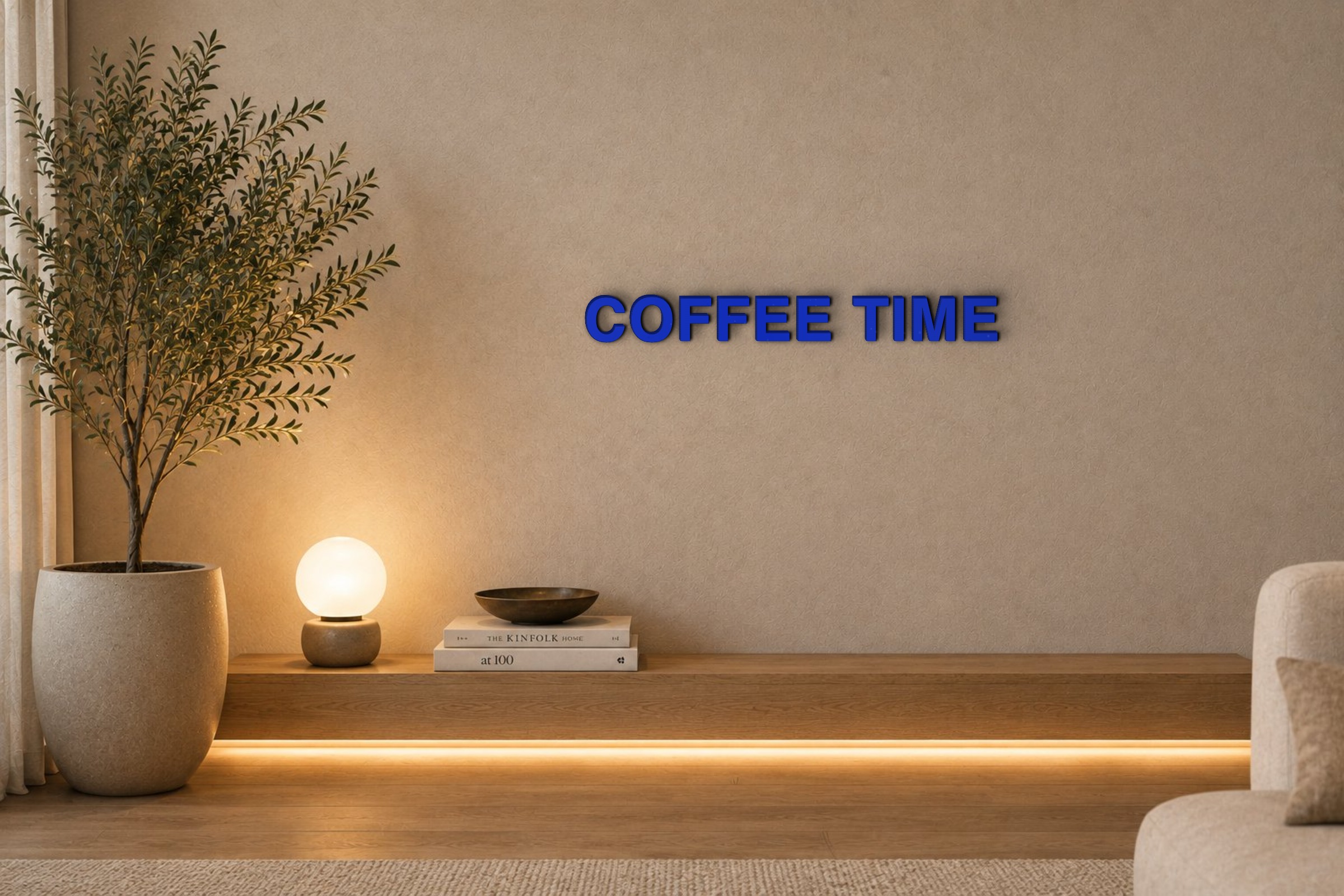 COFFEE TIME Özel 3D Tasarım Duvar Yazısı (navy blue) - 5 cm Yükseklik