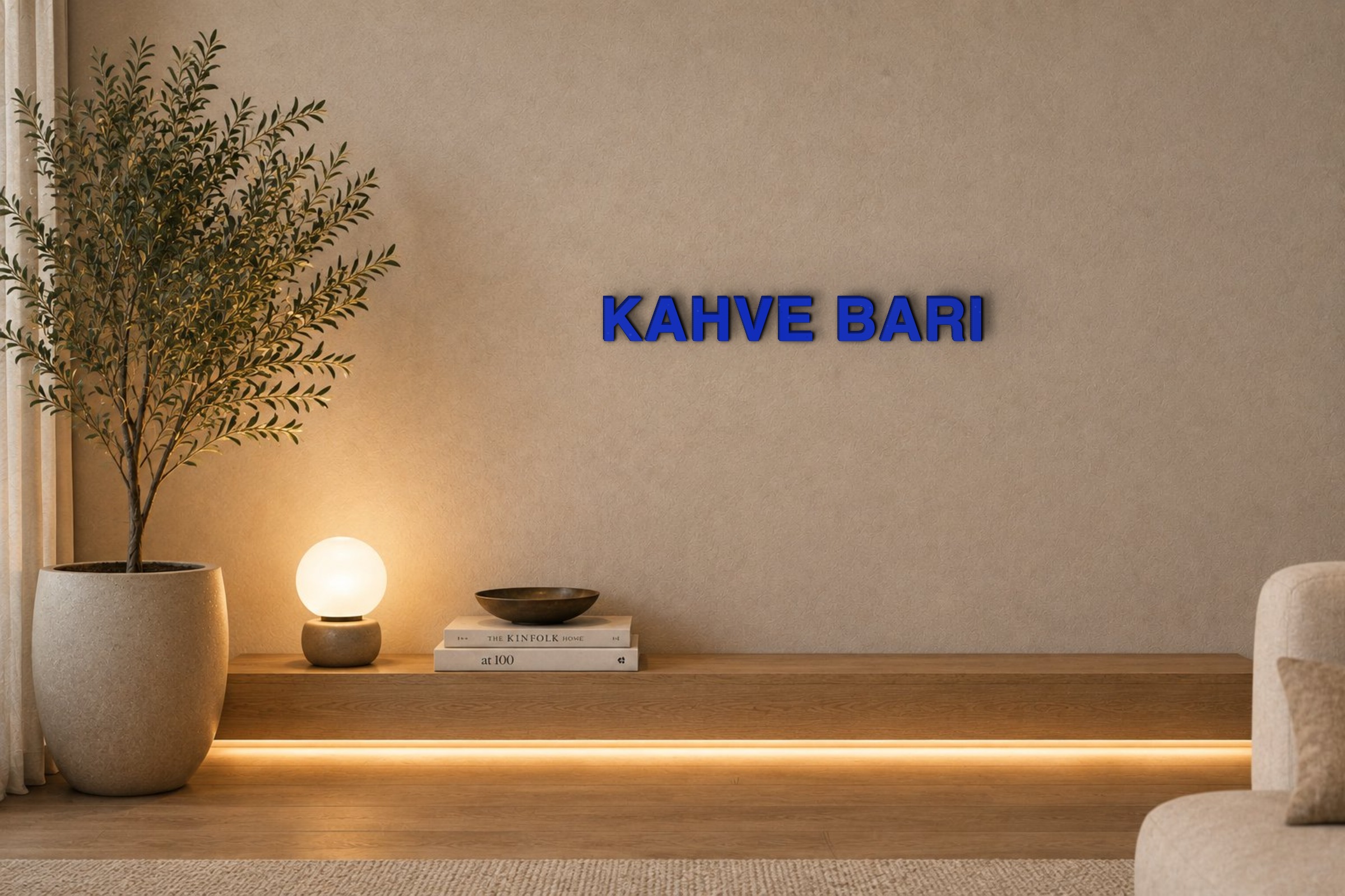 KAHVE BARI Özel 3D Tasarım Duvar Yazısı (navy blue) - 5 cm Yükseklik