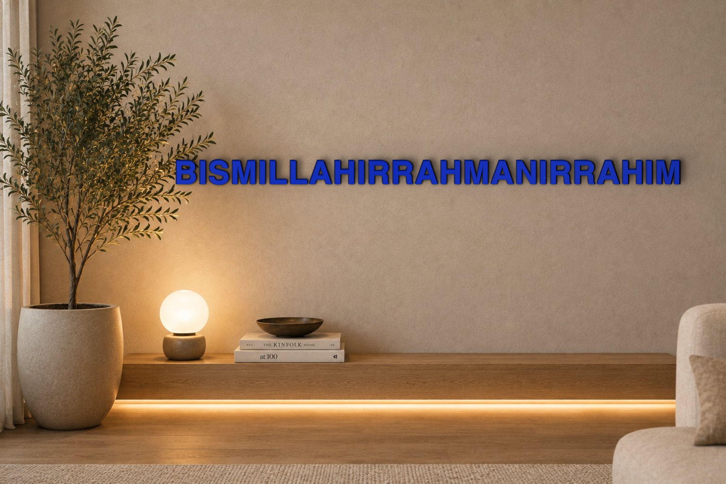 BISMILLAHIRRAHMANIRRAHIM Özel 3D Tasarım Duvar Yazısı (navy blue) - 5 cm Yükseklik