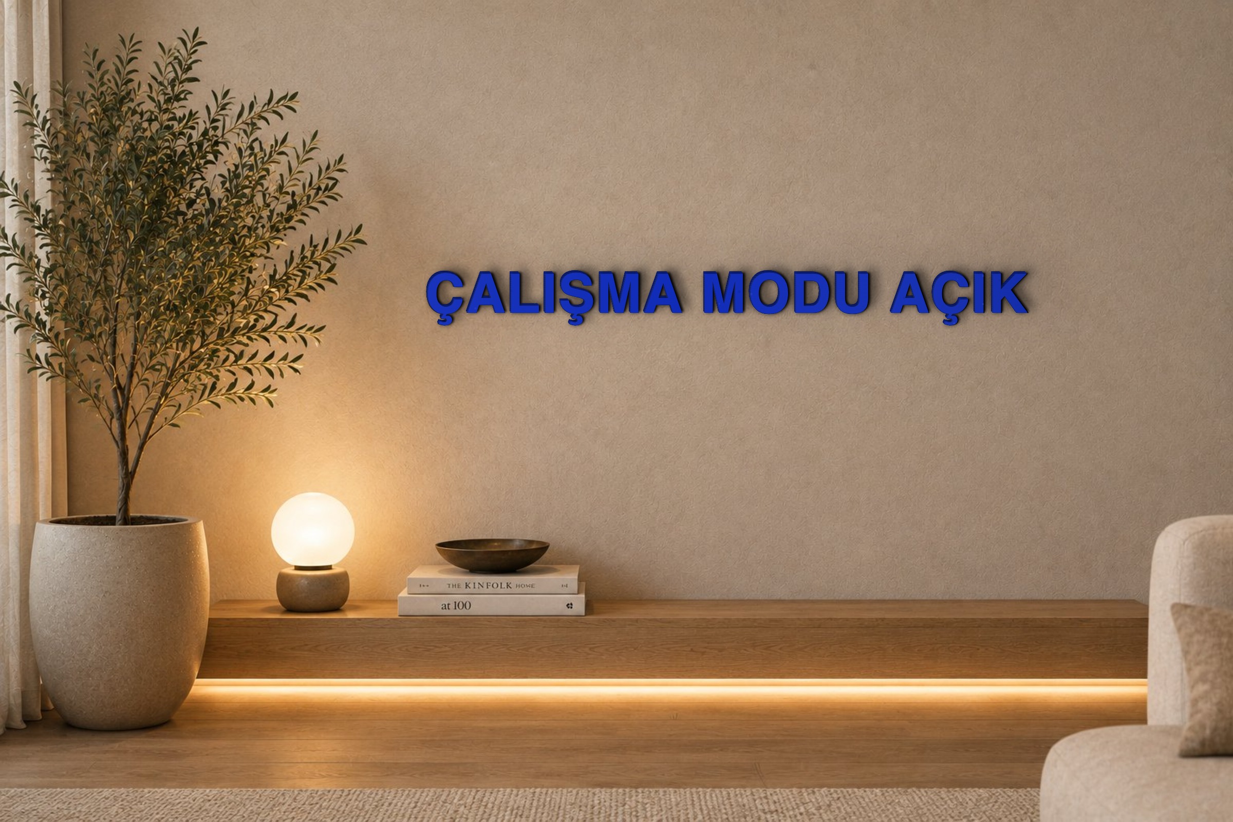 ÇALIŞMA MODU AÇIK Özel 3D Tasarım Duvar Yazısı (navy blue) - 5 cm Yükseklik