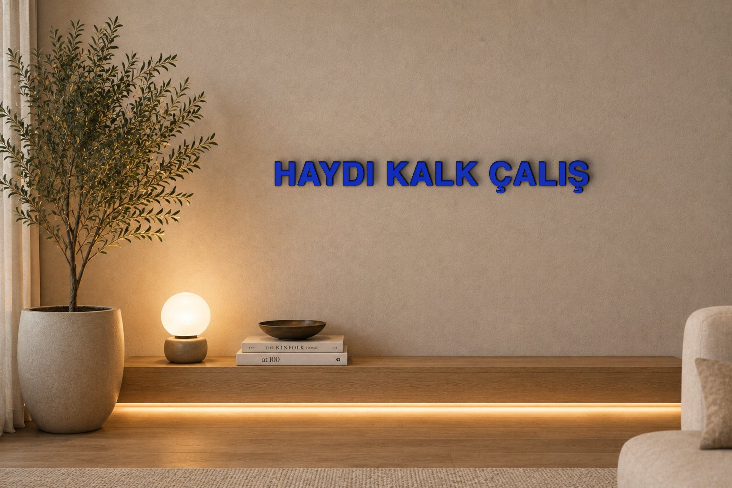 HAYDI KALK ÇALIŞ Özel 3D Tasarım Duvar Yazısı (navy blue) - 5 cm Yükseklik