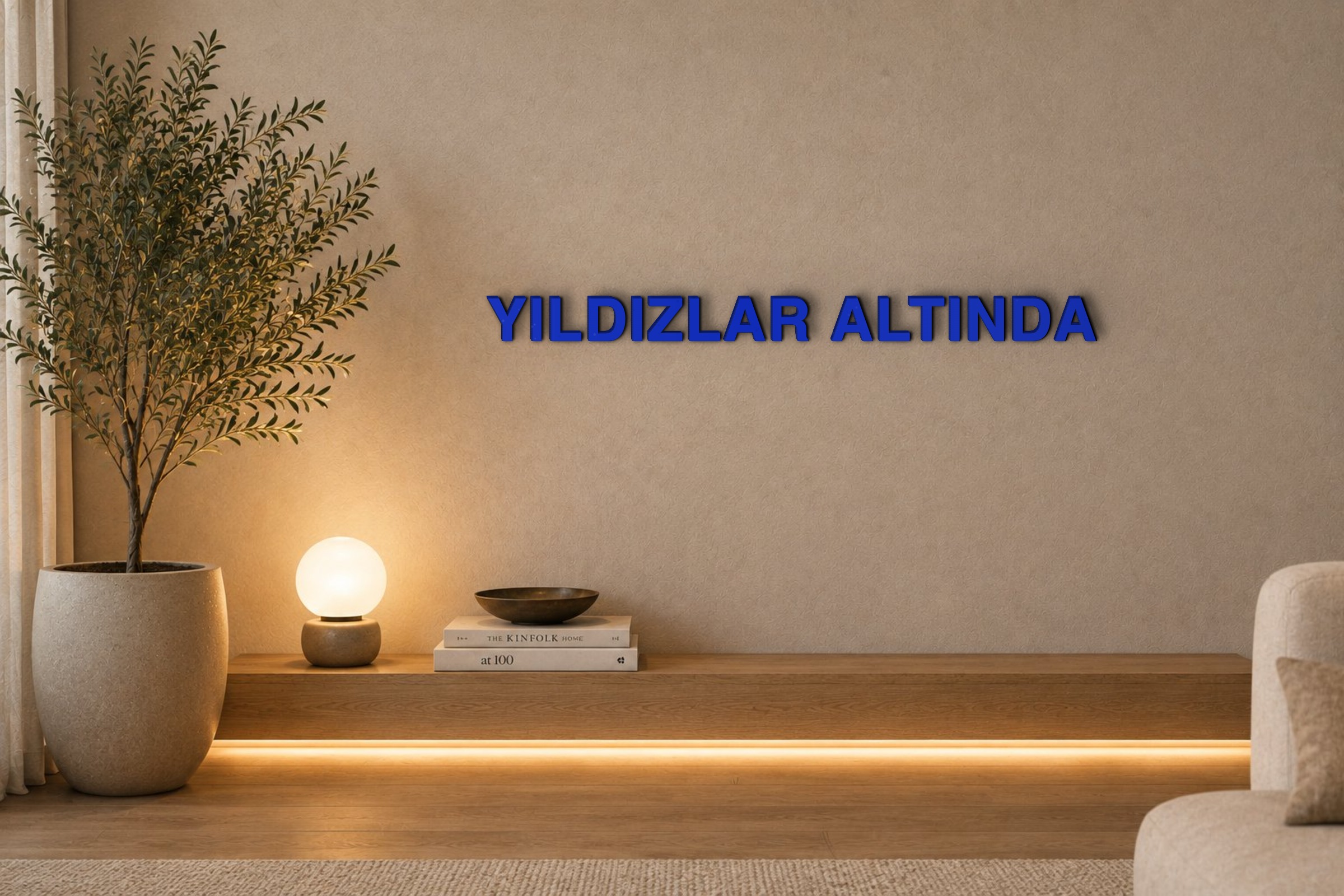 YILDIZLAR ALTINDA Özel 3D Tasarım Duvar Yazısı (navy blue) - 5 cm Yükseklik