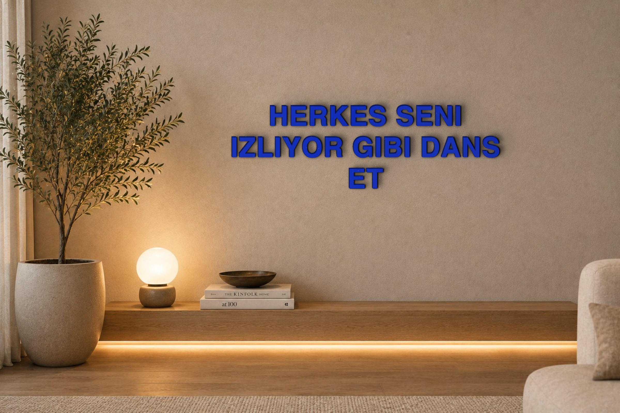 HERKES SENI IZLIYOR GIBI DANS ET Özel 3D Tasarım Duvar Yazısı (navy blue) - 5 cm Yükseklik