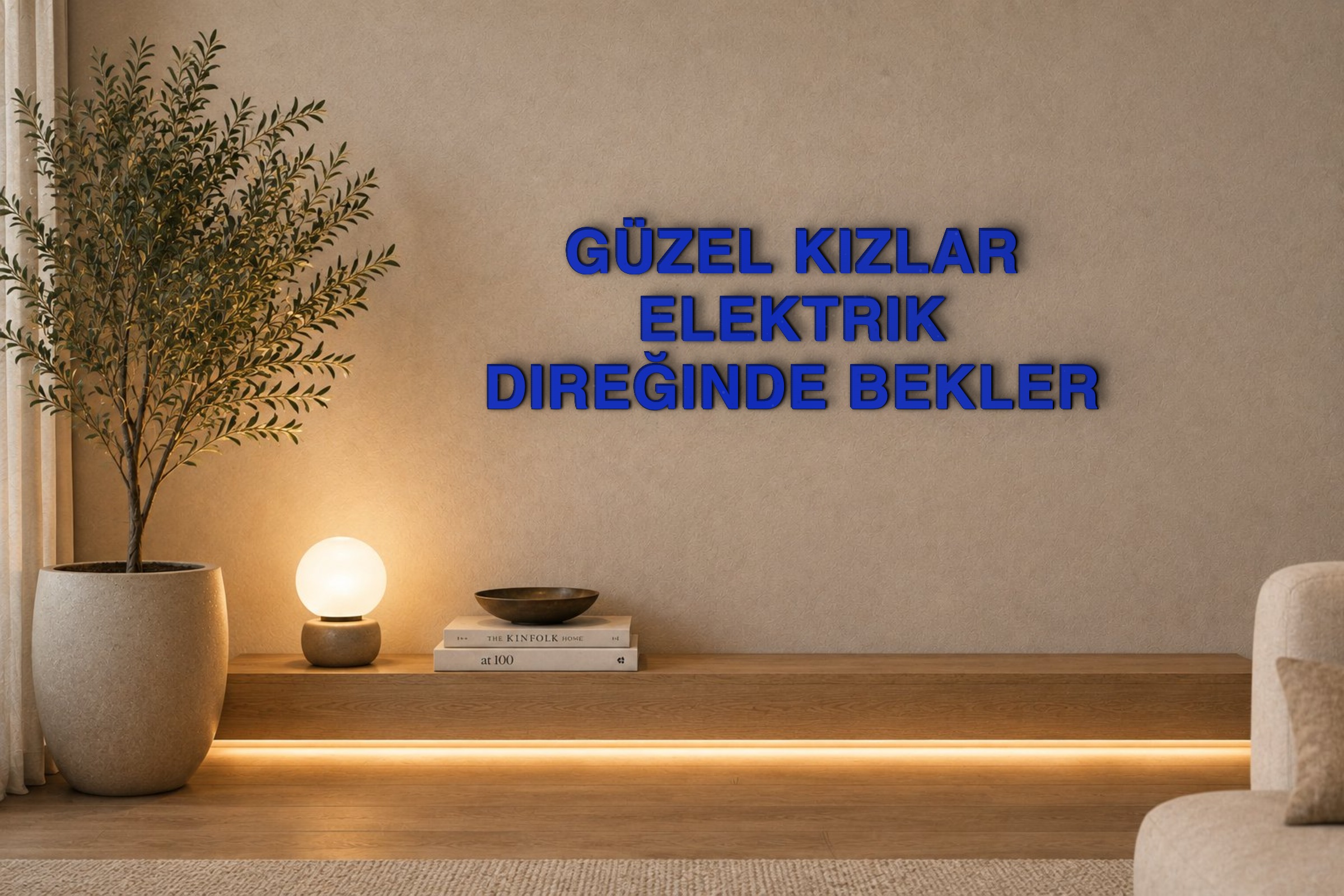 GÜZEL KIZLAR ELEKTRIK DIREĞINDE BEKLER Özel 3D Tasarım Duvar Yazısı (navy blue) - 5 cm Yükseklik