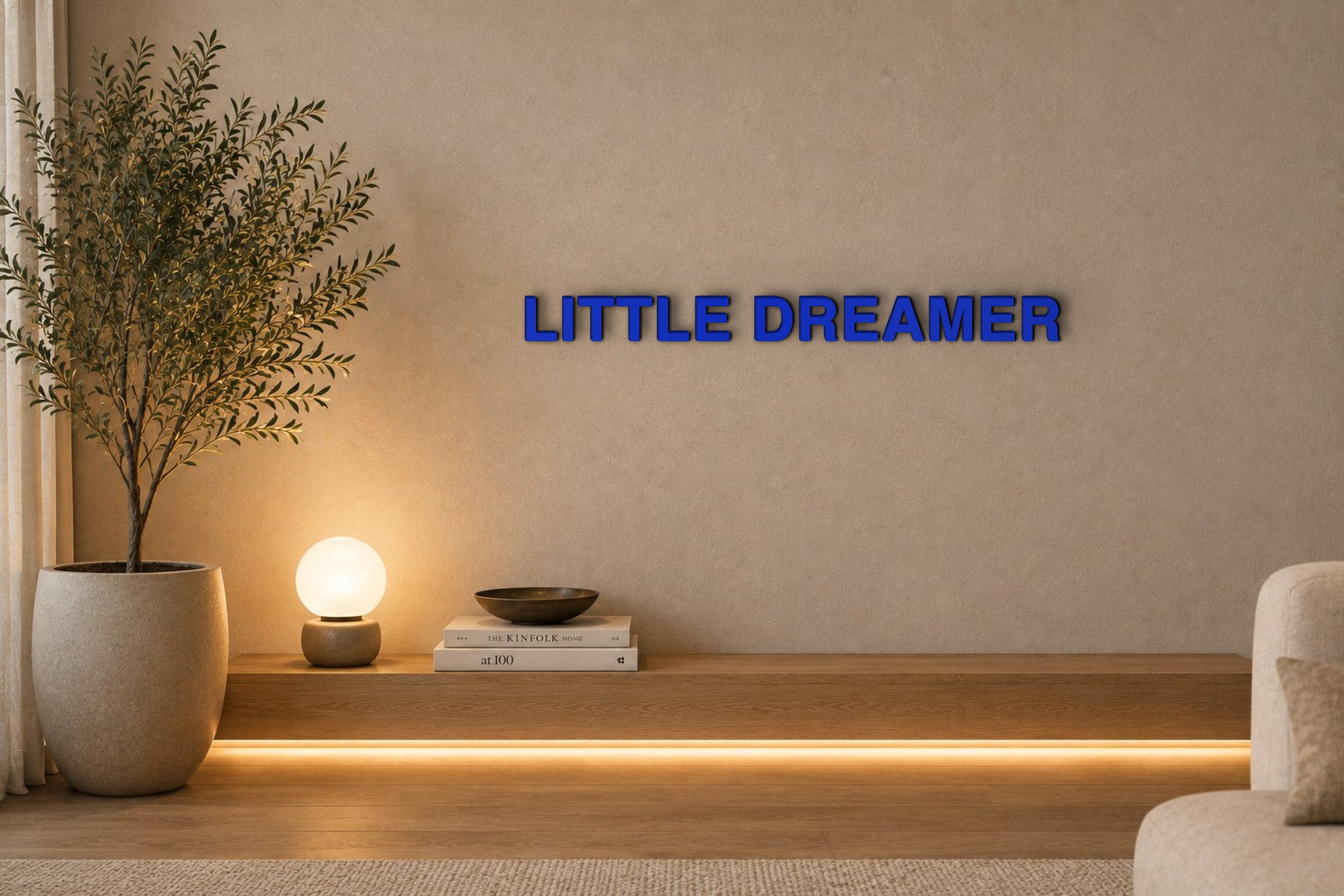 LITTLE DREAMER Özel 3D Tasarım Duvar Yazısı (navy blue) - 5 cm Yükseklik