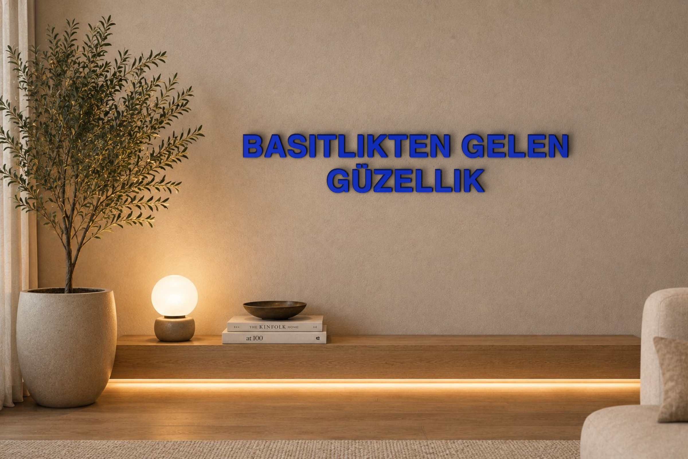 BASITLIKTEN GELEN GÜZELLIK Özel 3D Tasarım Duvar Yazısı (navy blue) - 5 cm Yükseklik