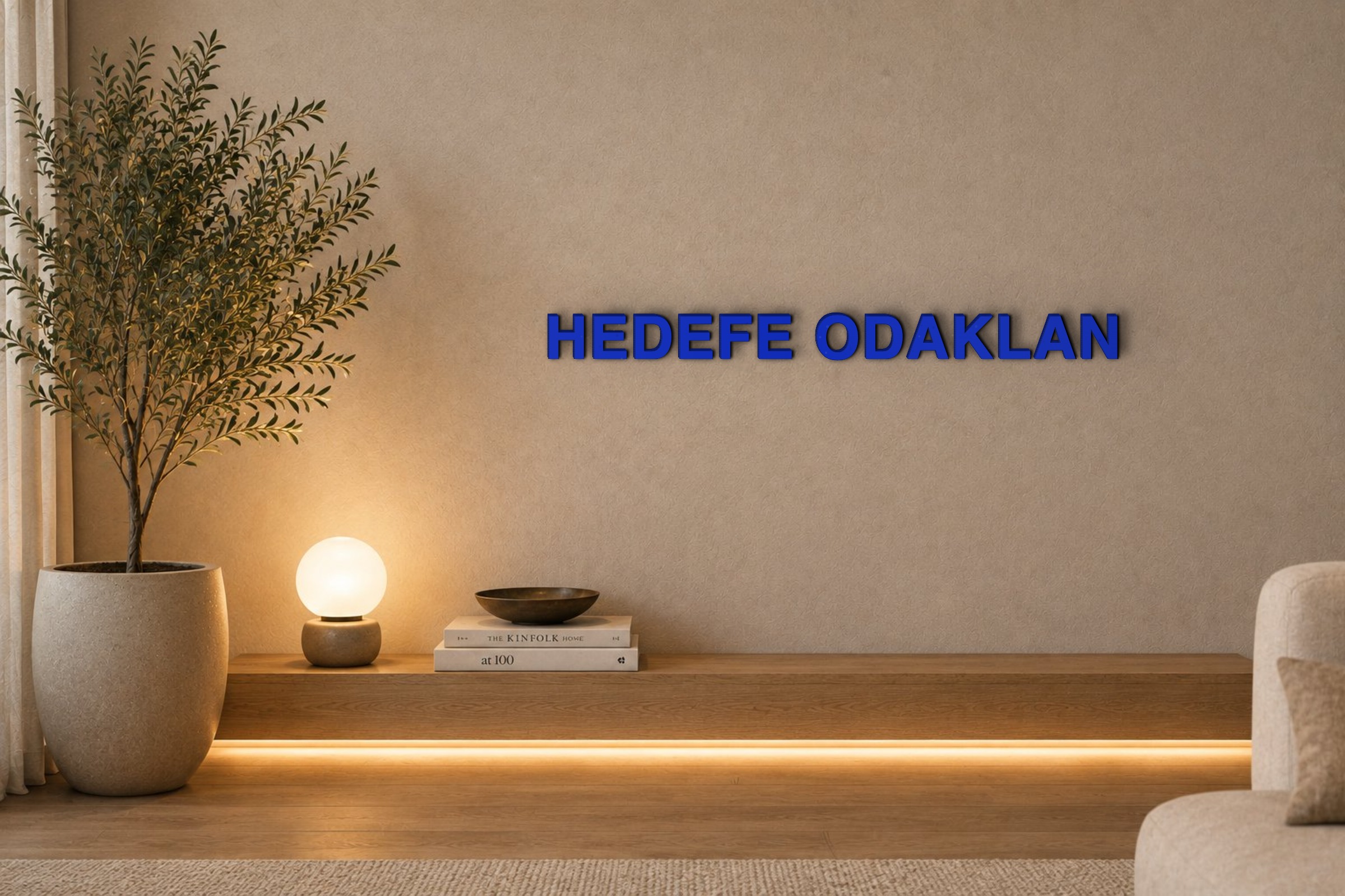 HEDEFE ODAKLAN Özel 3D Tasarım Duvar Yazısı (navy blue) - 5 cm Yükseklik