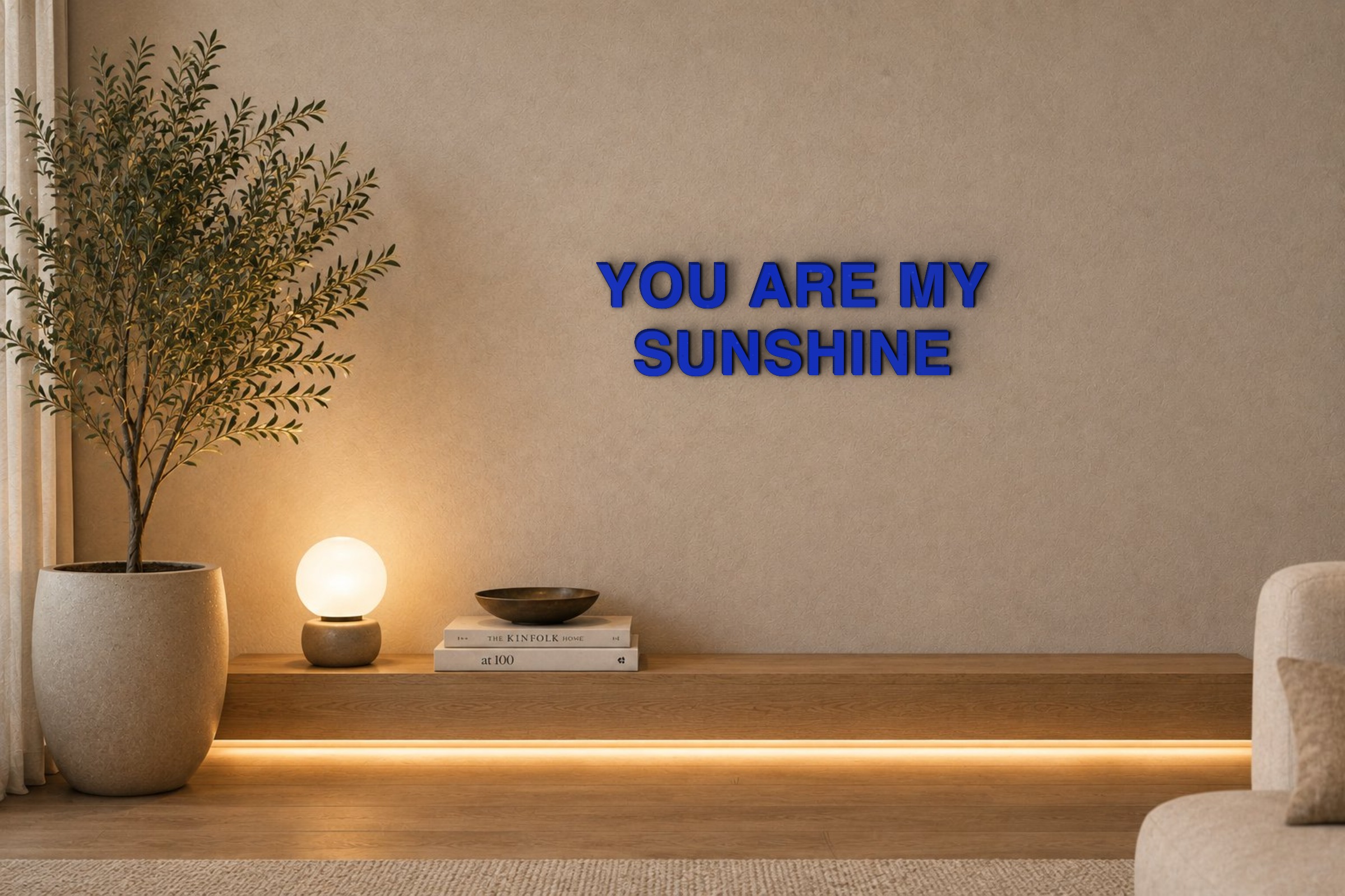 YOU ARE MY SUNSHINE Özel 3D Tasarım Duvar Yazısı (navy blue) - 5 cm Yükseklik