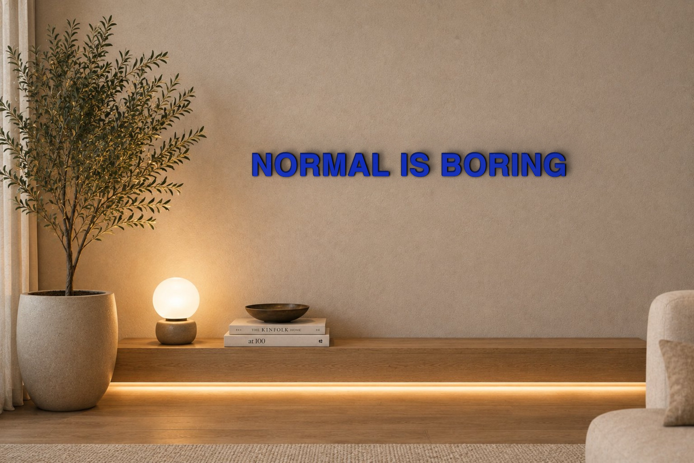 NORMAL IS BORING Özel 3D Tasarım Duvar Yazısı (navy blue) - 5 cm Yükseklik
