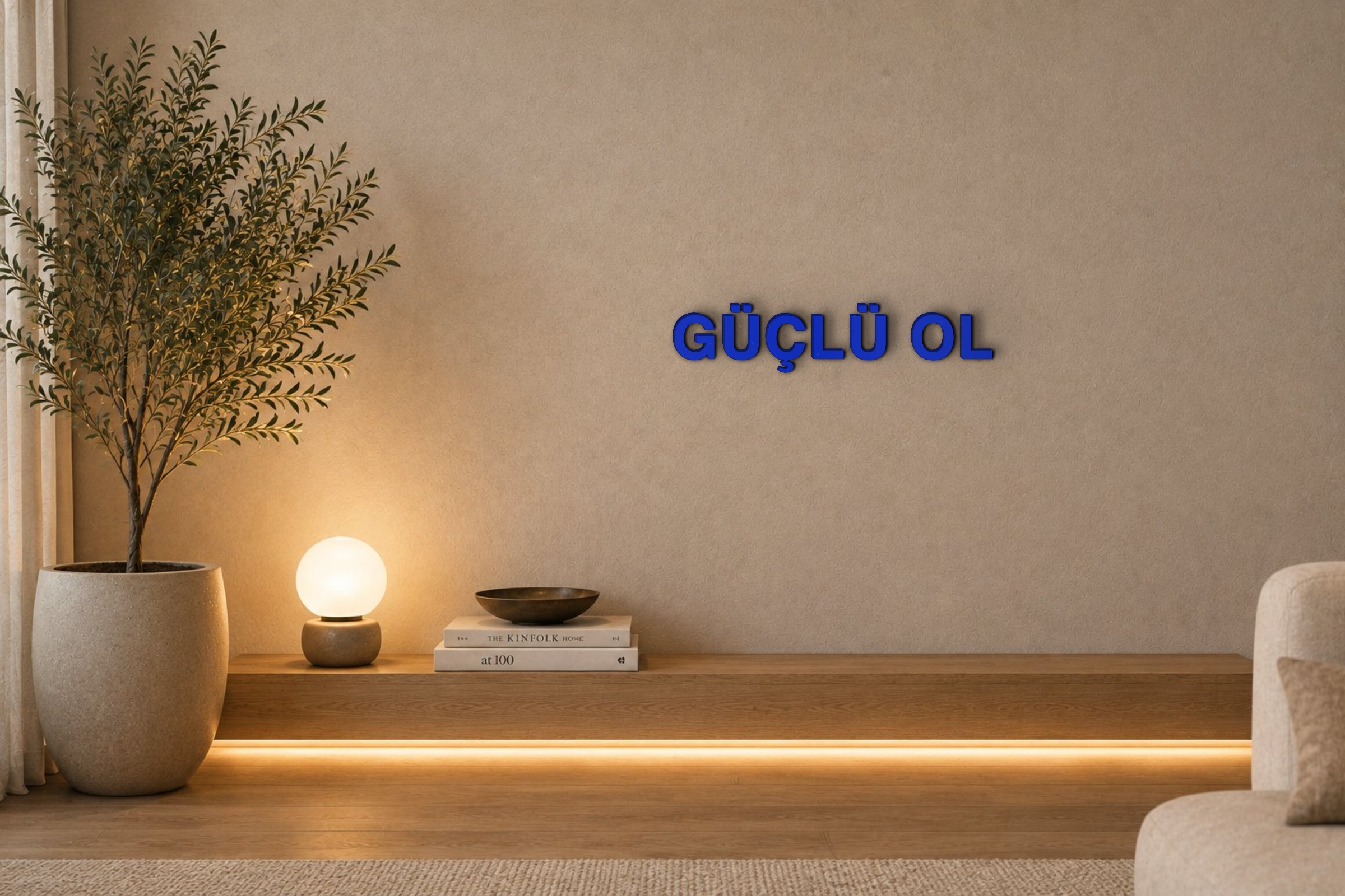 GÜÇLÜ OL Özel 3D Tasarım Duvar Yazısı (navy blue) - 5 cm Yükseklik