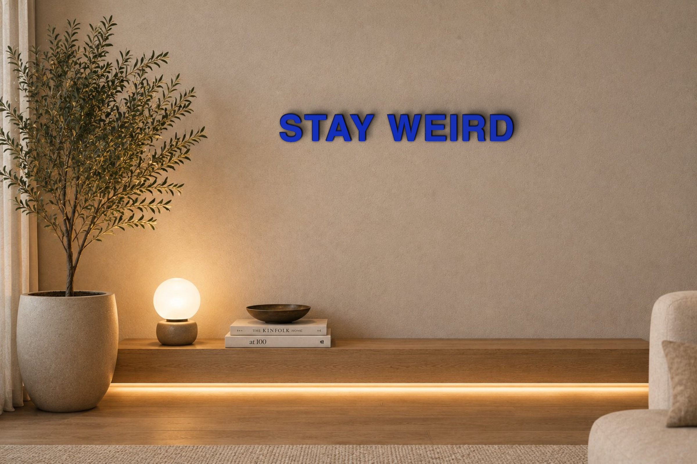 STAY WEIRD Özel 3D Tasarım Duvar Yazısı (navy blue) - 5 cm Yükseklik
