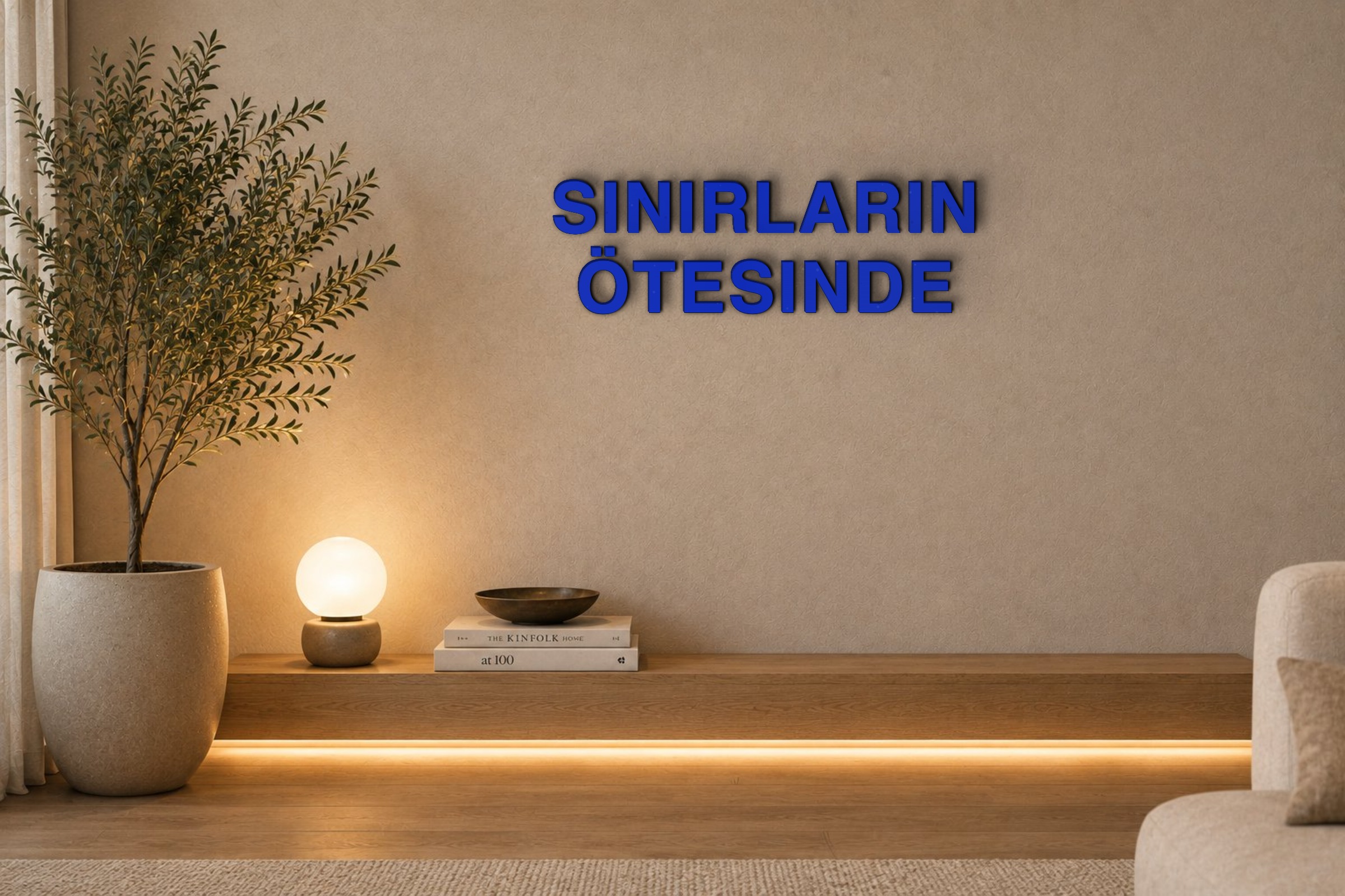 SINIRLARIN ÖTESINDE Özel 3D Tasarım Duvar Yazısı (navy blue) - 5 cm Yükseklik