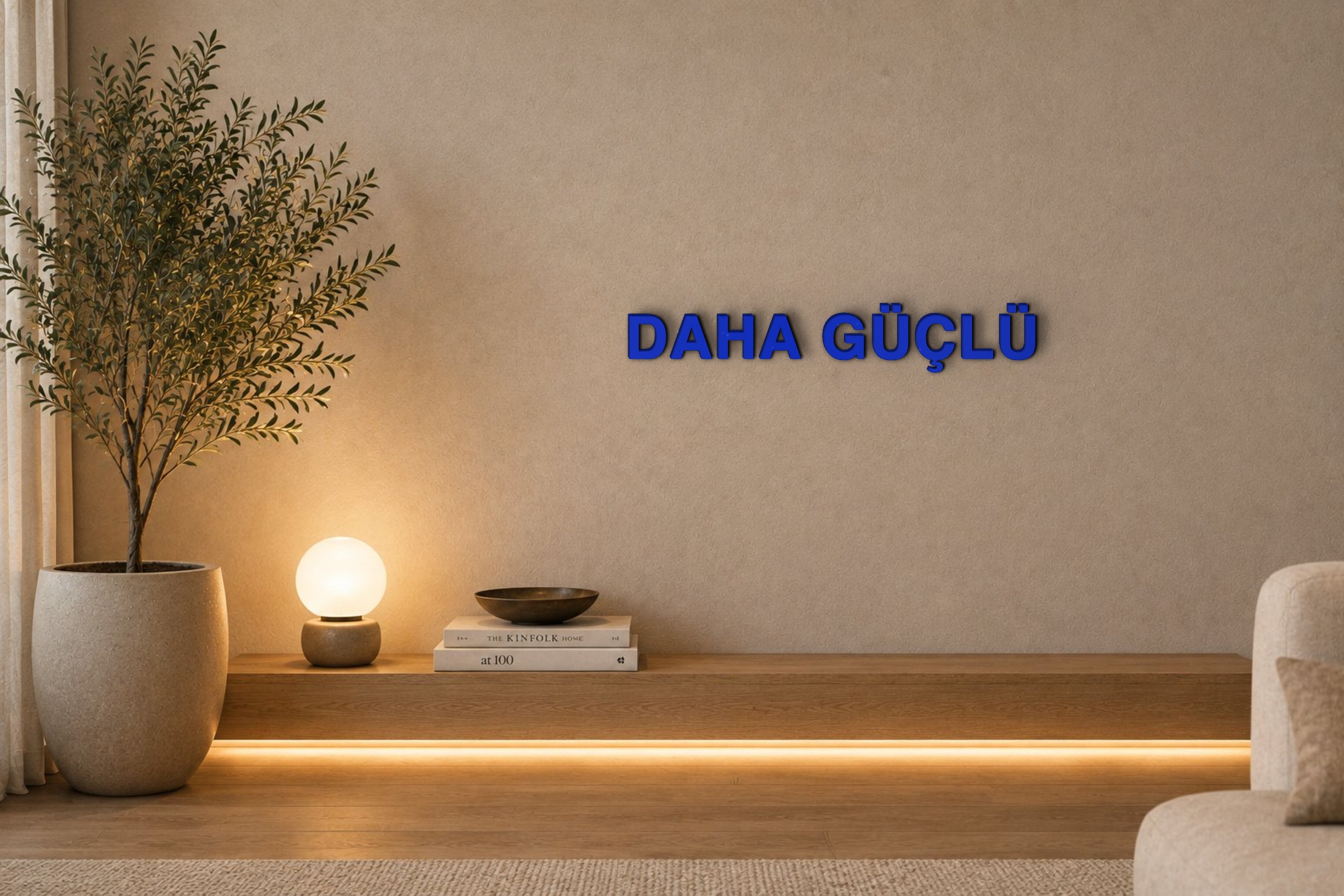 DAHA GÜÇLÜ Özel 3D Tasarım Duvar Yazısı (navy blue) - 5 cm Yükseklik