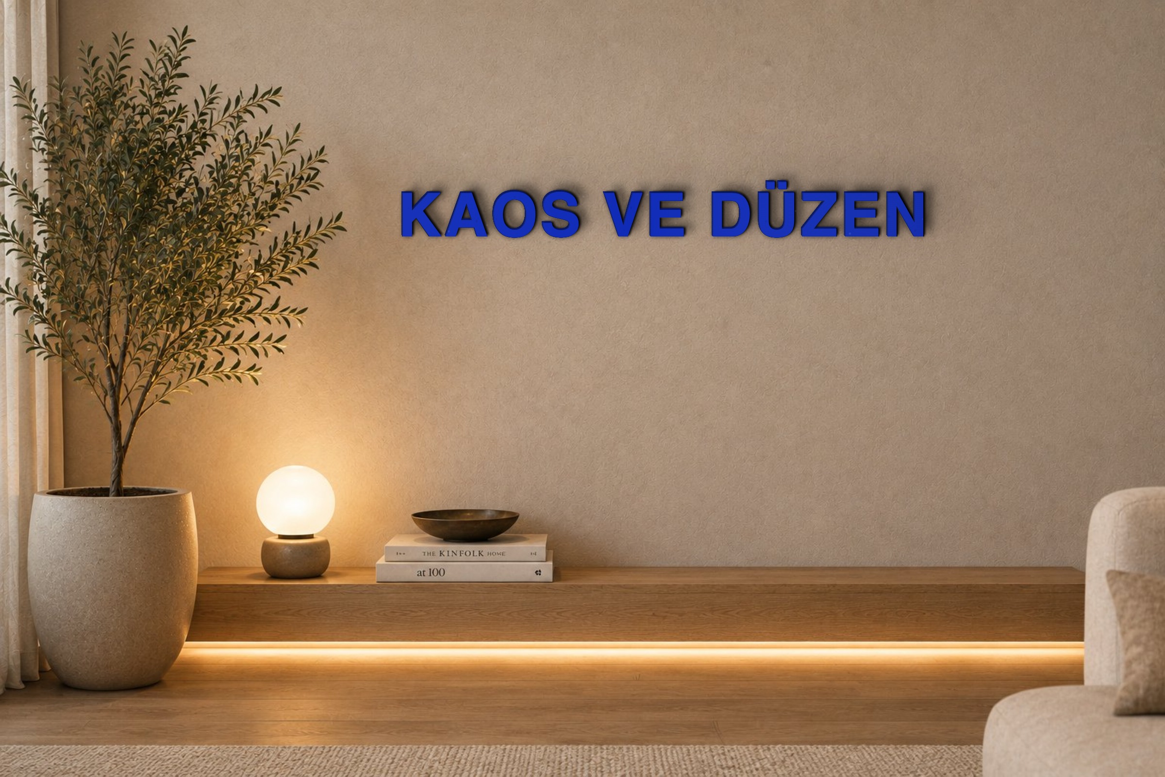 KAOS VE DÜZEN Özel 3D Tasarım Duvar Yazısı (navy blue) - 5 cm Yükseklik