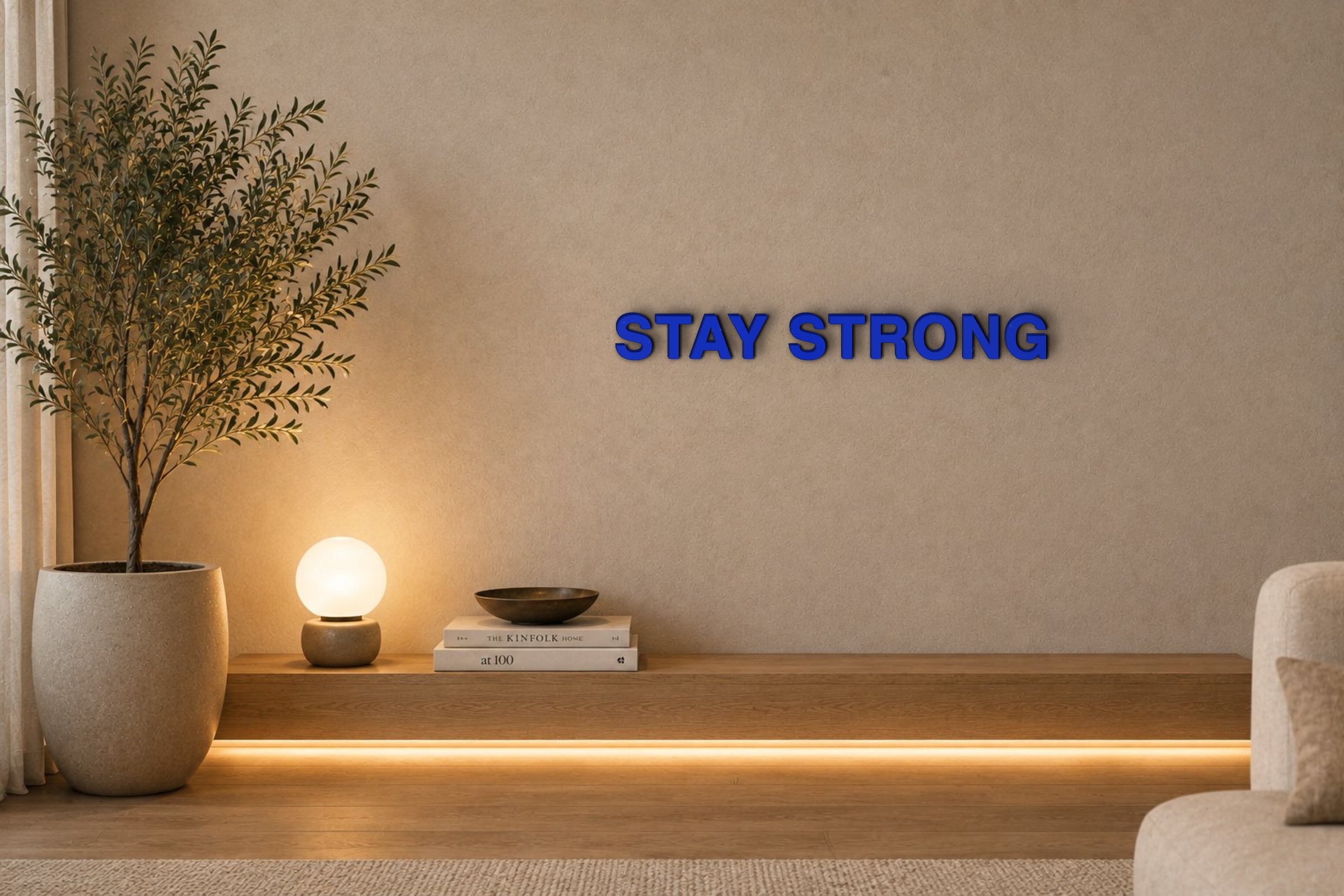 STAY STRONG Özel 3D Tasarım Duvar Yazısı (navy blue) - 5 cm Yükseklik