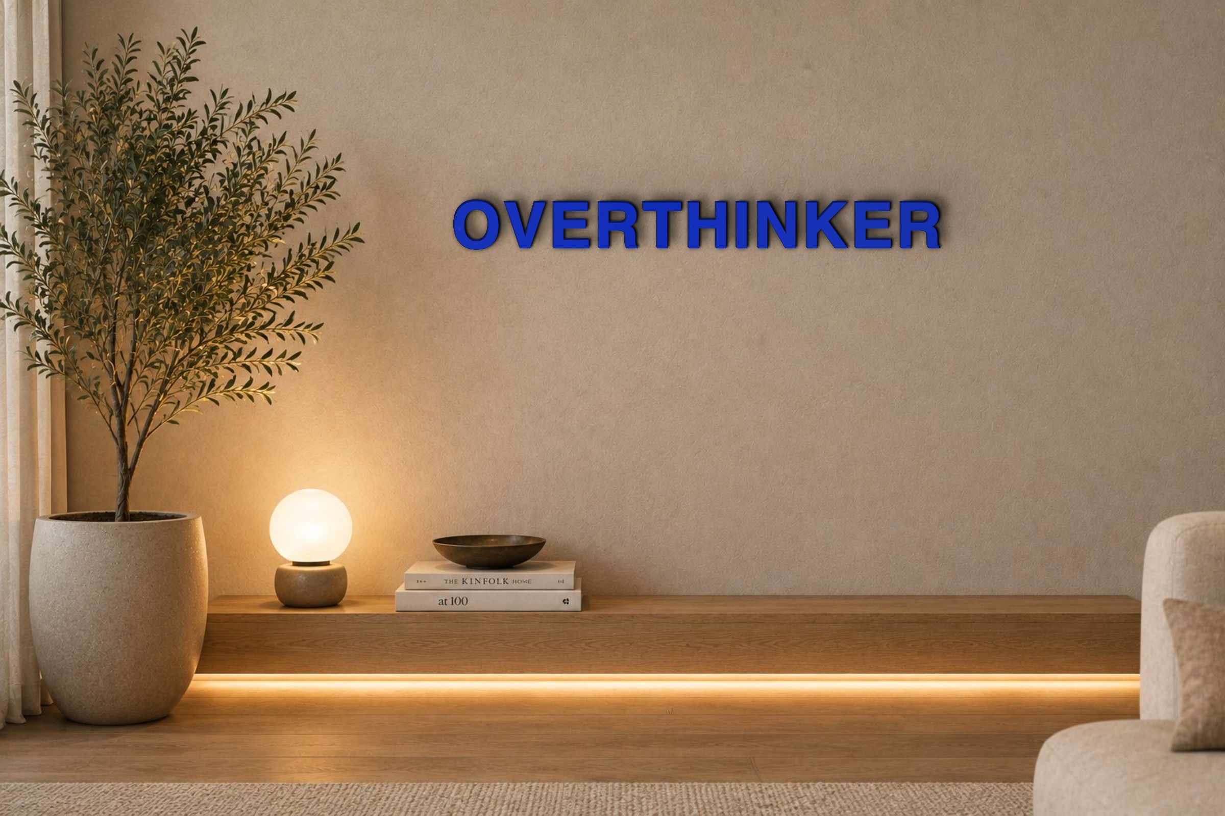 OVERTHINKER Özel 3D Tasarım Duvar Yazısı (navy blue) - 5 cm Yükseklik