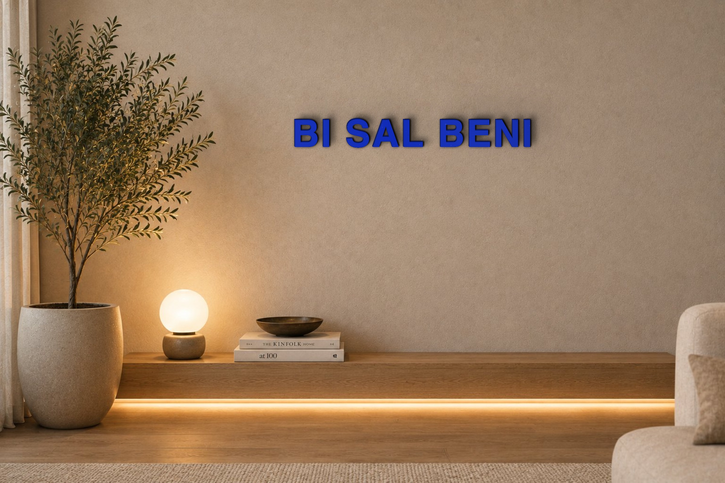 BI SAL BENI Özel 3D Tasarım Duvar Yazısı (navy blue) - 5 cm Yükseklik