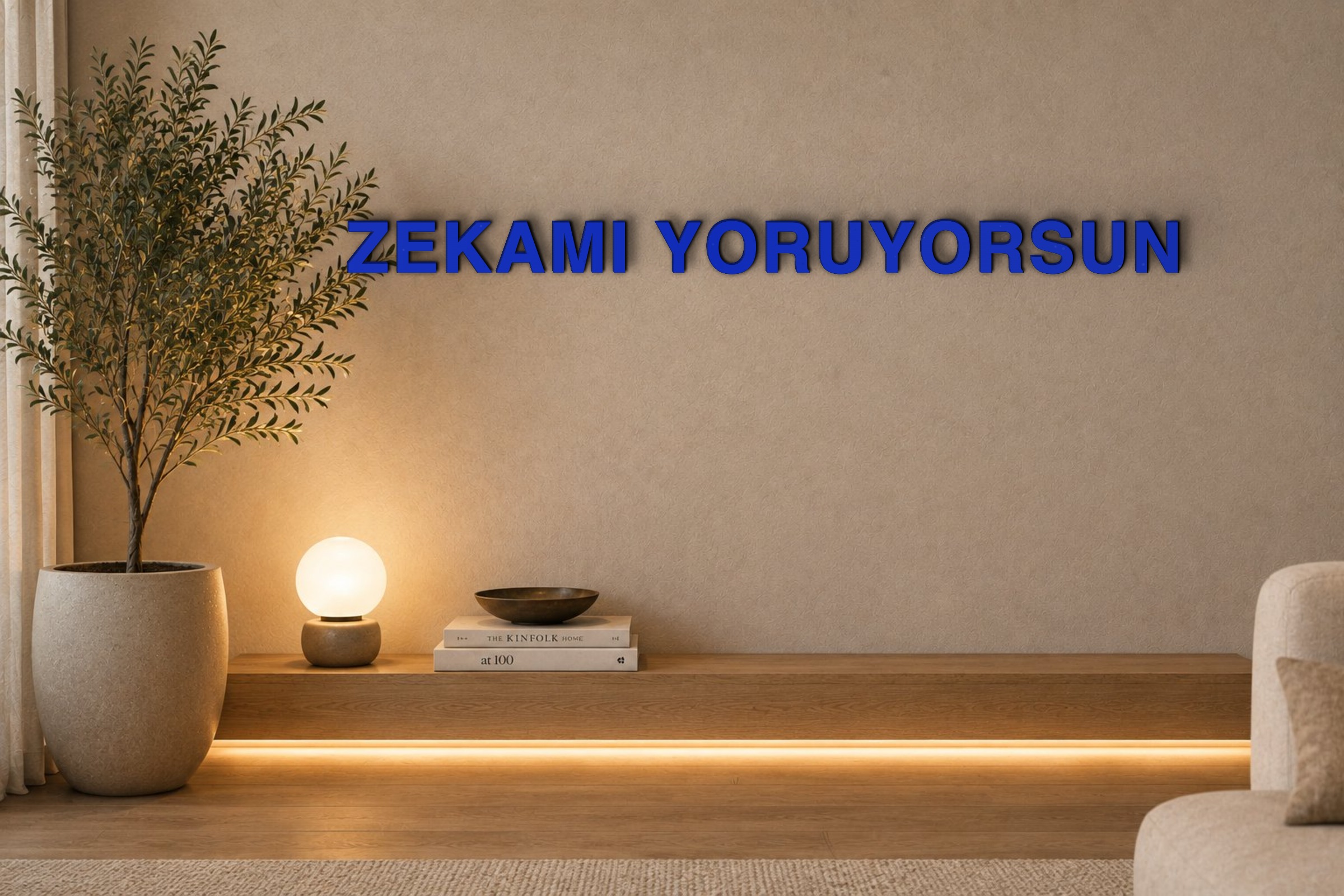ZEKAMI YORUYORSUN Özel 3D Tasarım Duvar Yazısı (navy blue) - 5 cm Yükseklik