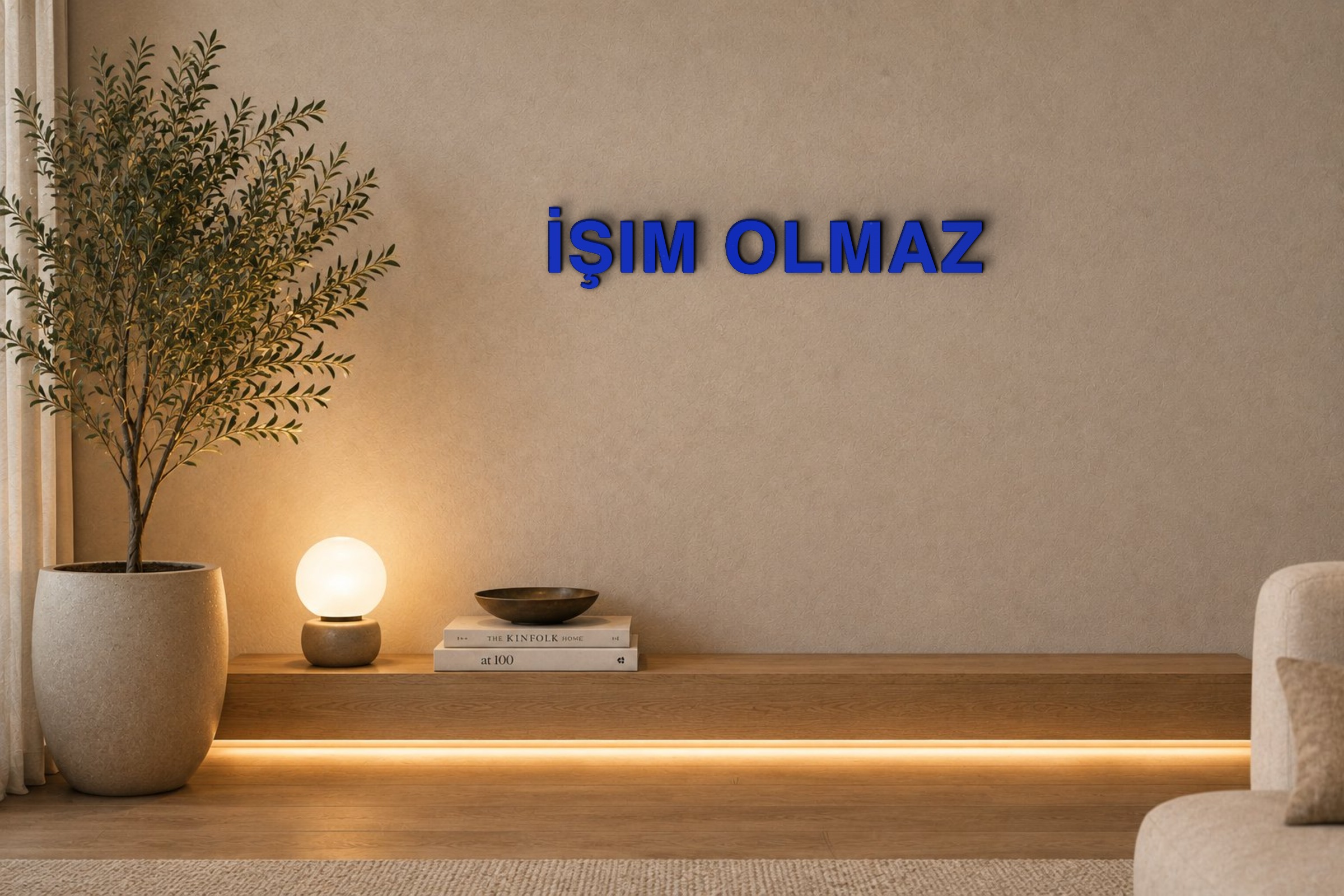 İŞIM OLMAZ Özel 3D Tasarım Duvar Yazısı (navy blue) - 5 cm Yükseklik