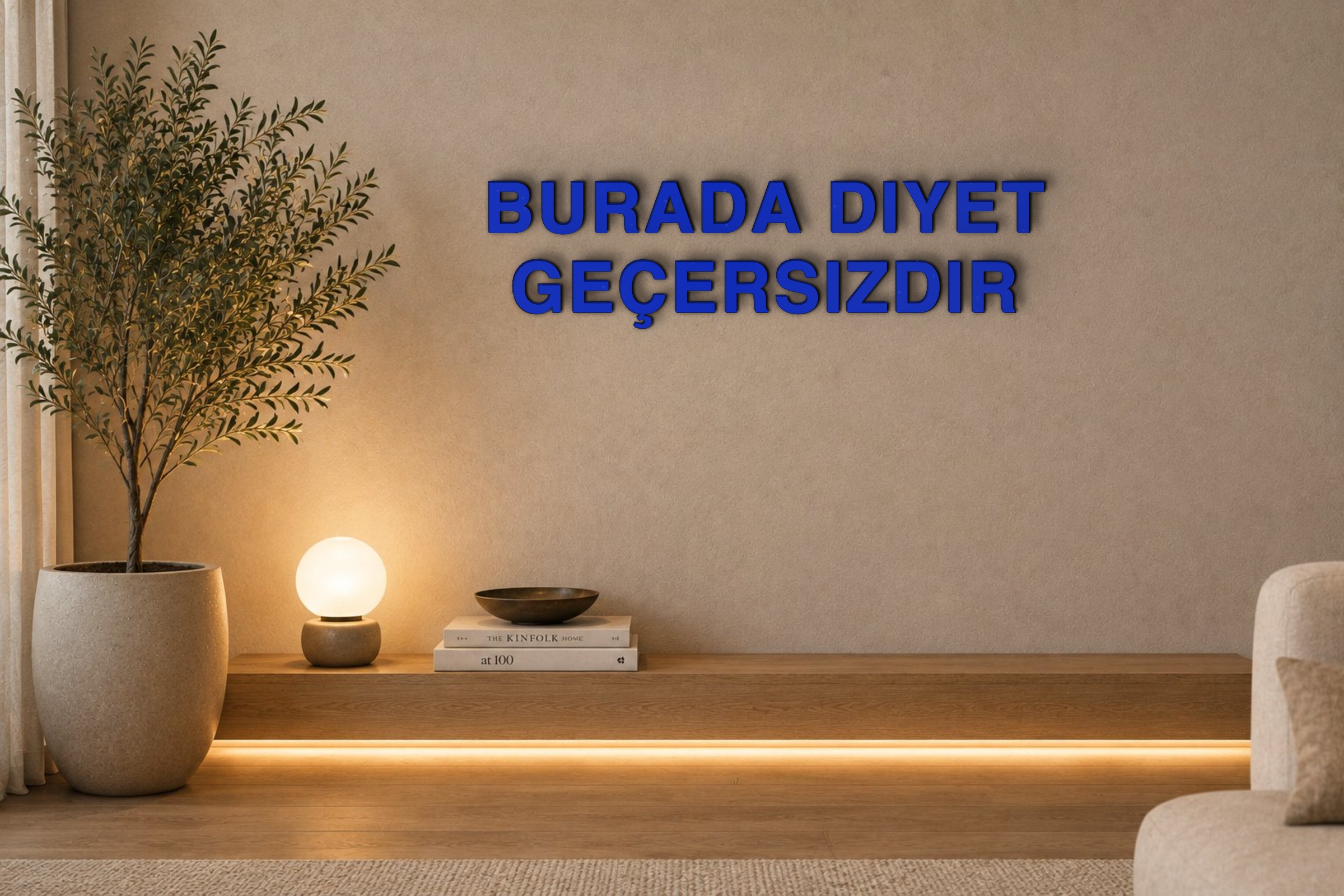 BURADA DIYET GEÇERSIZDIR Özel 3D Tasarım Duvar Yazısı (navy blue) - 5 cm Yükseklik