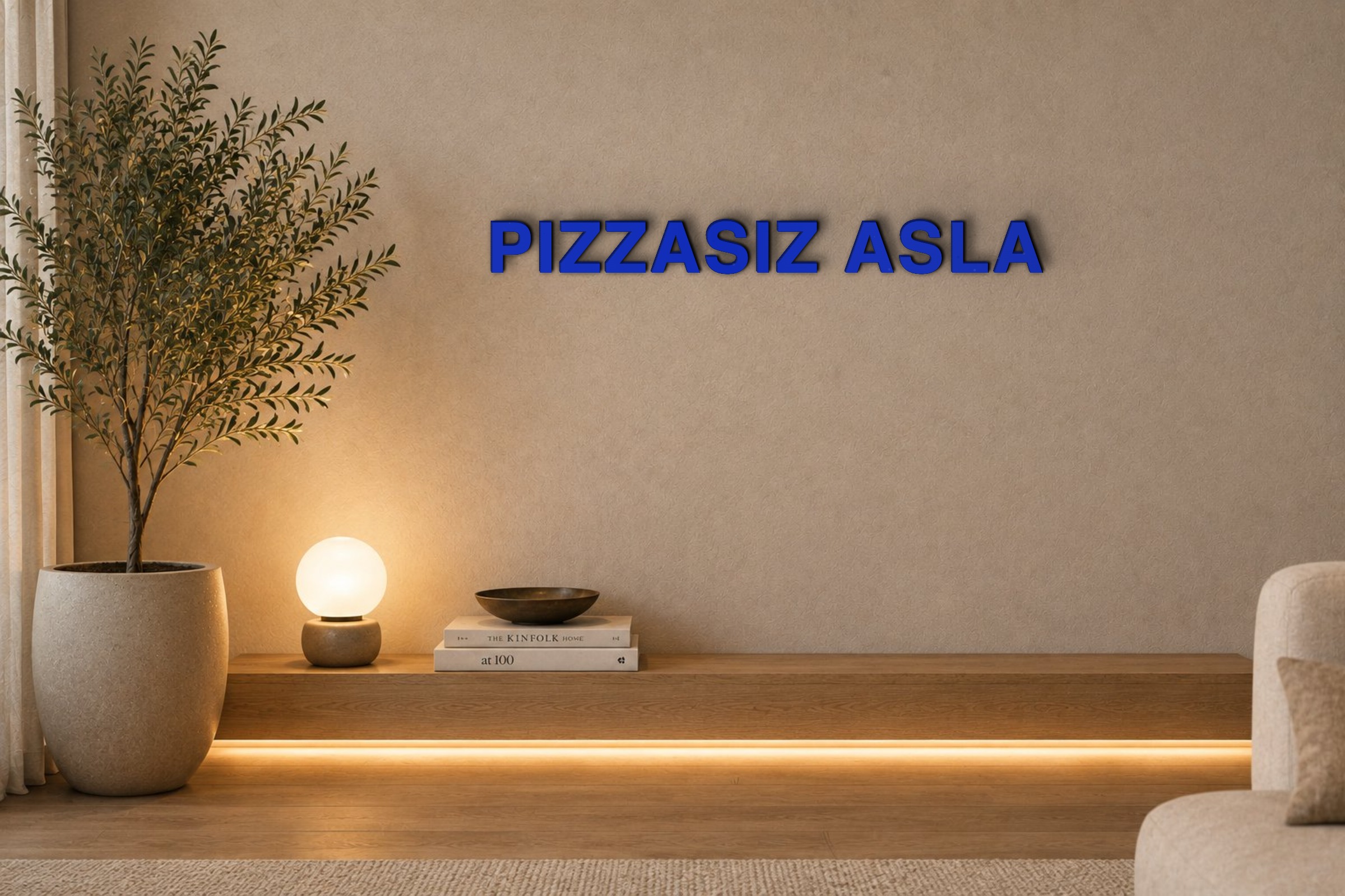 PIZZASIZ ASLA Özel 3D Tasarım Duvar Yazısı (navy blue) - 5 cm Yükseklik