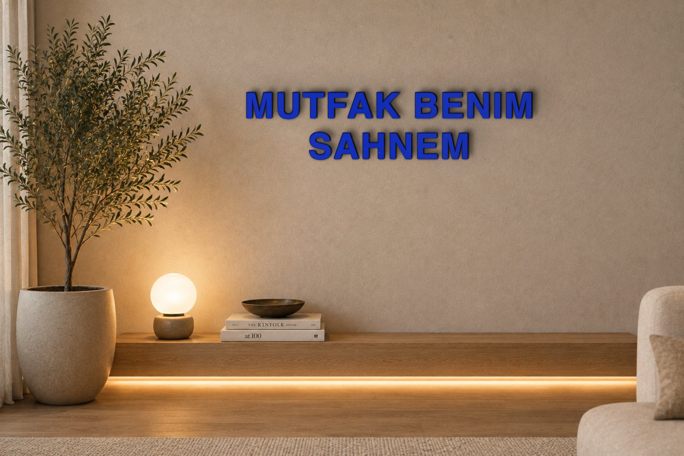 MUTFAK BENIM SAHNEM Özel 3D Tasarım Duvar Yazısı (navy blue) - 5 cm Yükseklik