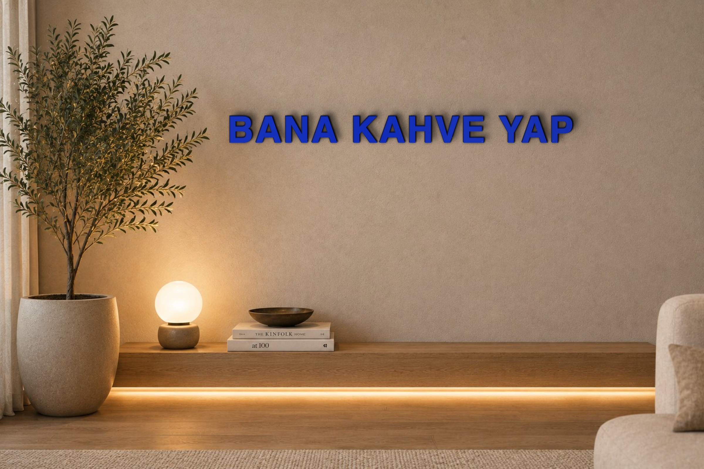 BANA KAHVE YAP Özel 3D Tasarım Duvar Yazısı (navy blue) - 5 cm Yükseklik
