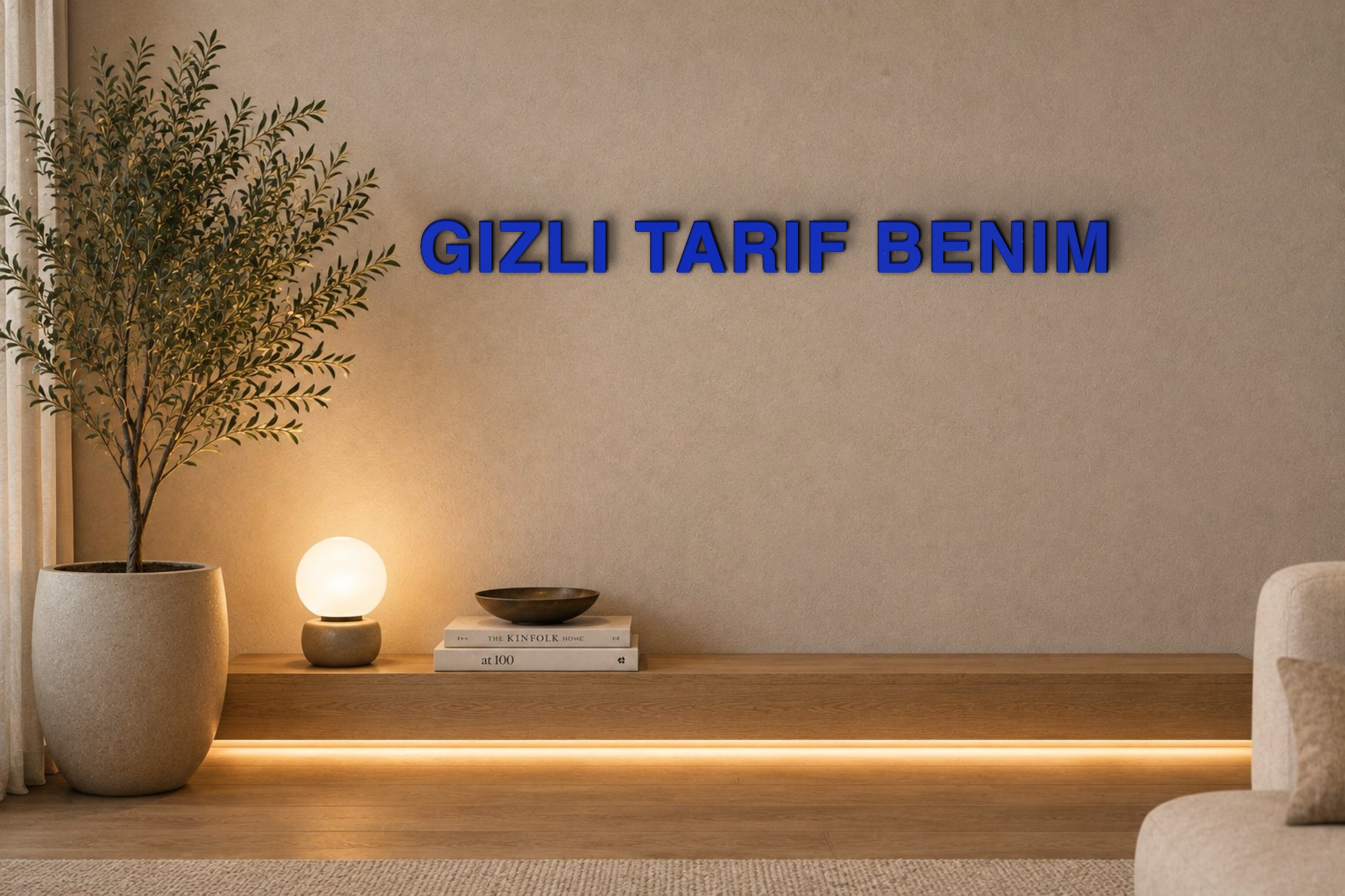 GIZLI TARIF BENIM Özel 3D Tasarım Duvar Yazısı (navy blue) - 5 cm Yükseklik