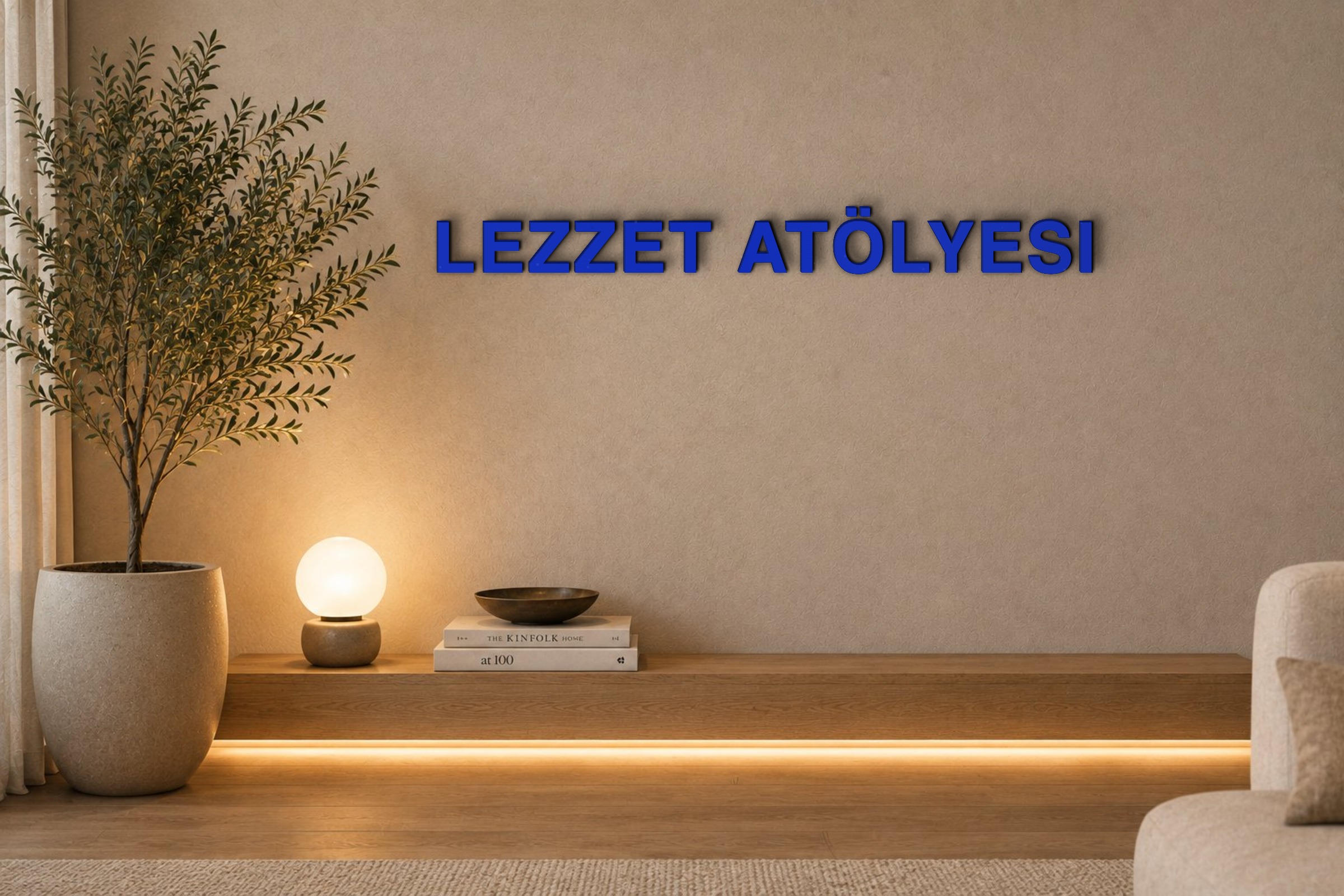 LEZZET ATÖLYESI Özel 3D Tasarım Duvar Yazısı (navy blue) - 5 cm Yükseklik