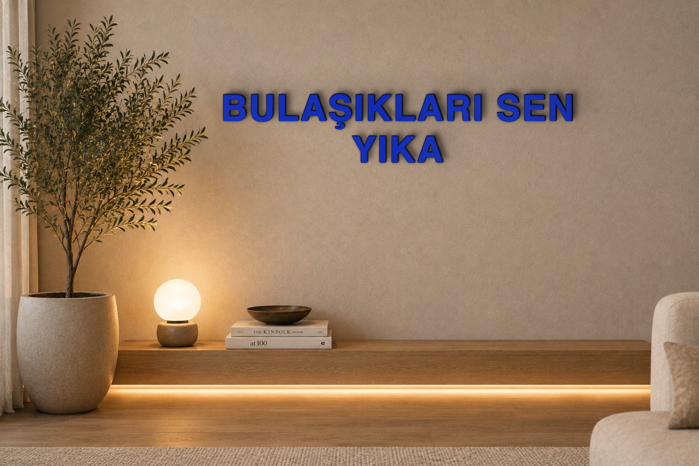 BULAŞIKLARI SEN YIKA Özel 3D Tasarım Duvar Yazısı (navy blue) - 5 cm Yükseklik