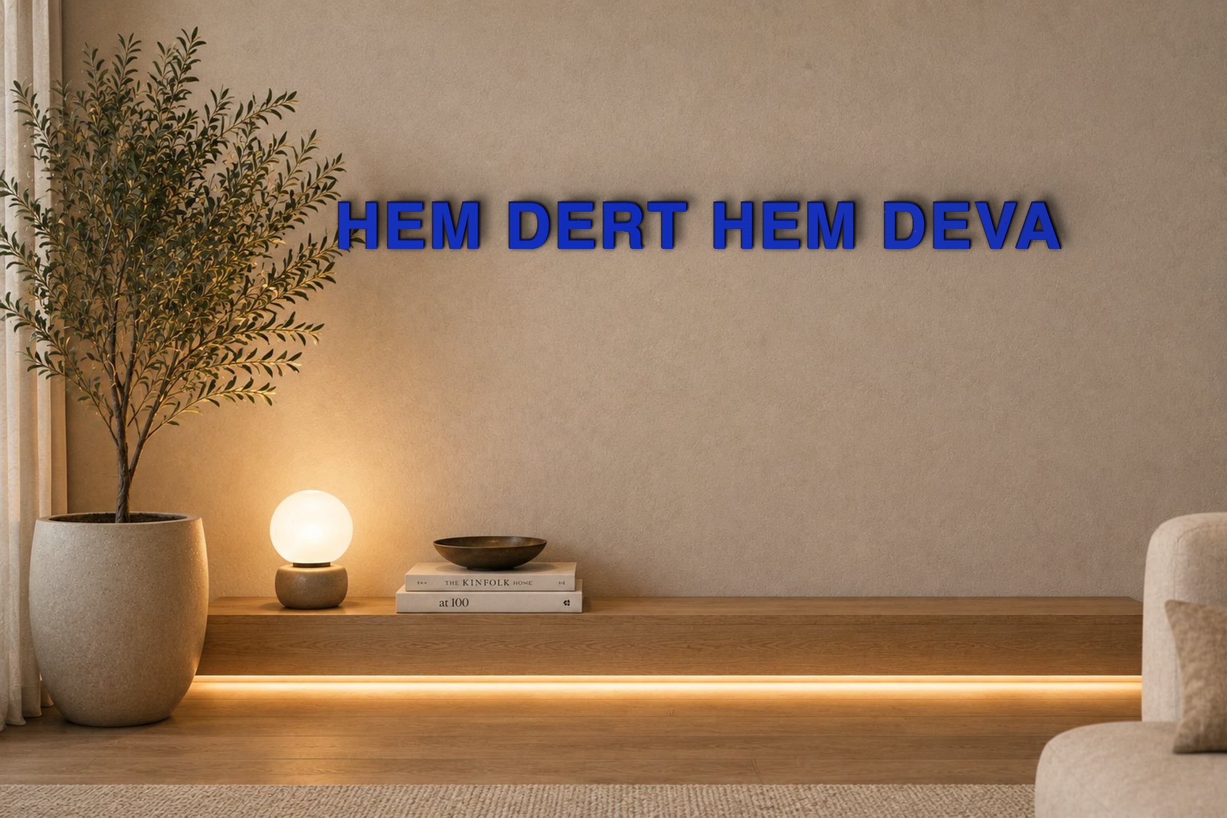 HEM DERT HEM DEVA Özel 3D Tasarım Duvar Yazısı (navy blue) - 5 cm Yükseklik