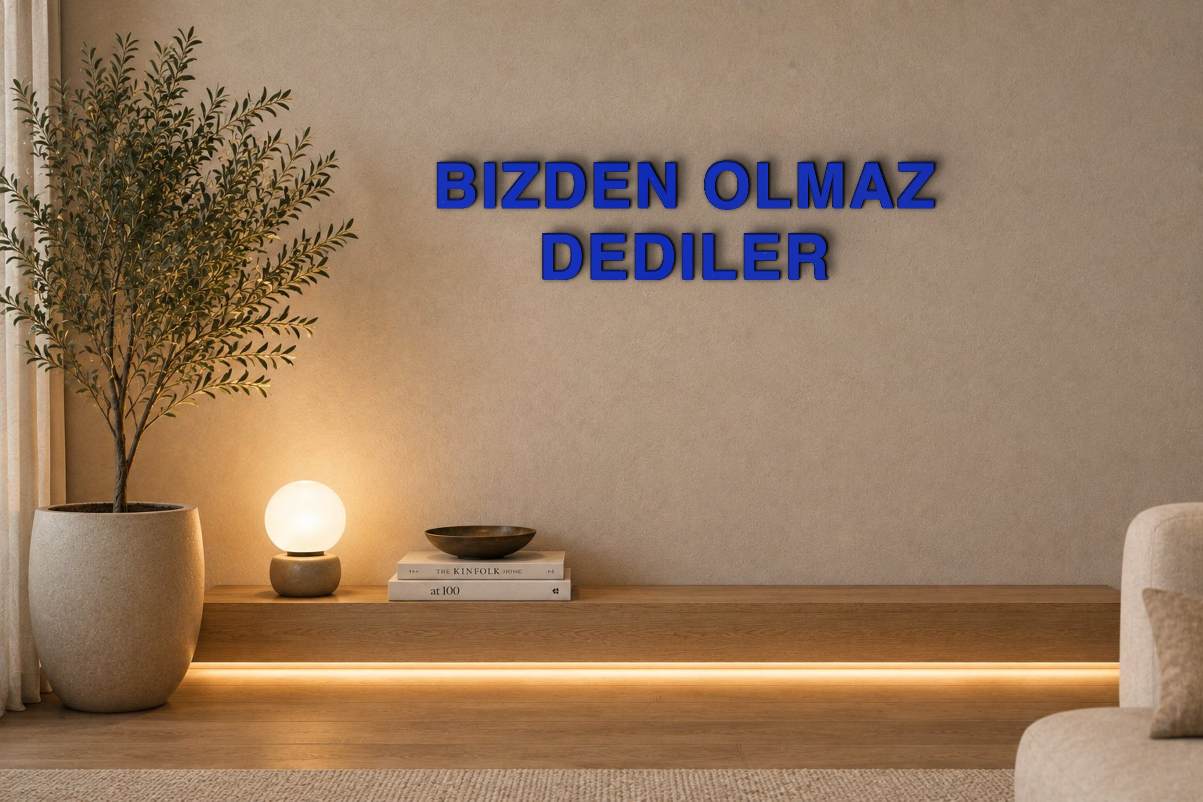 BIZDEN OLMAZ DEDILER Özel 3D Tasarım Duvar Yazısı (navy blue) - 5 cm Yükseklik