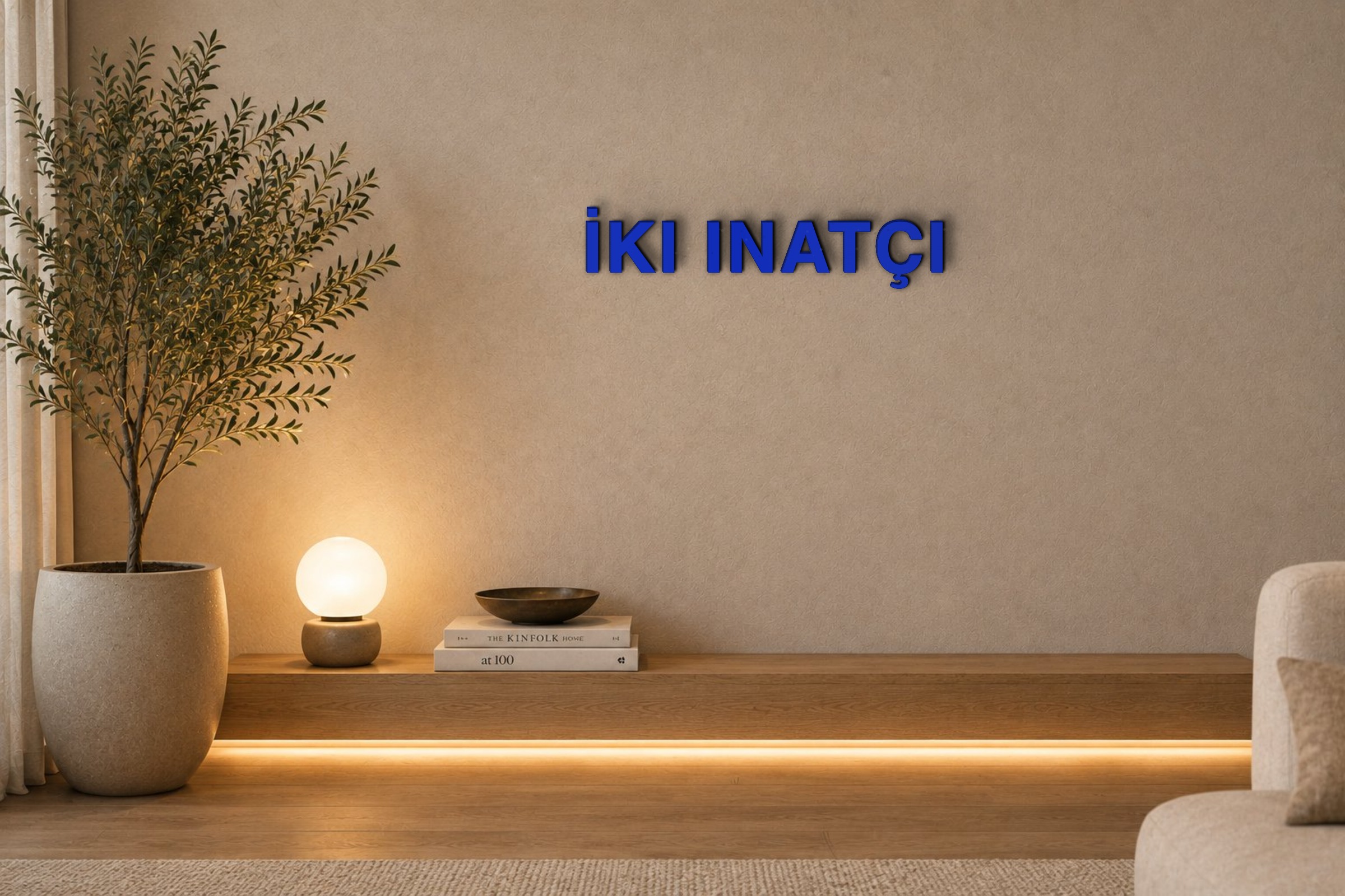 İKI INATÇI Özel 3D Tasarım Duvar Yazısı (navy blue) - 5 cm Yükseklik