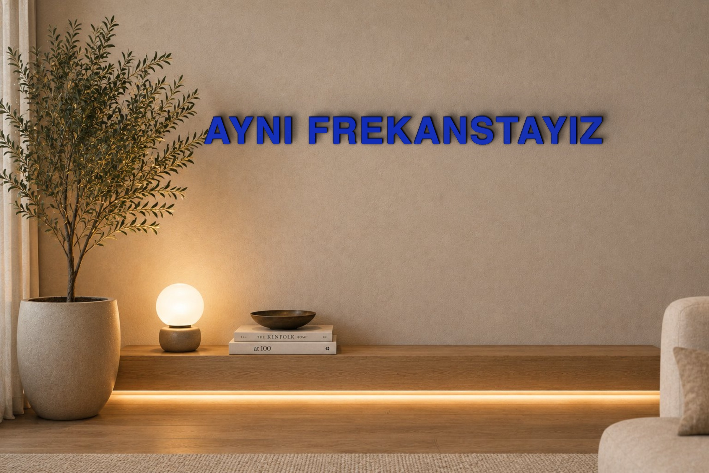 AYNI FREKANSTAYIZ Özel 3D Tasarım Duvar Yazısı (navy blue) - 5 cm Yükseklik