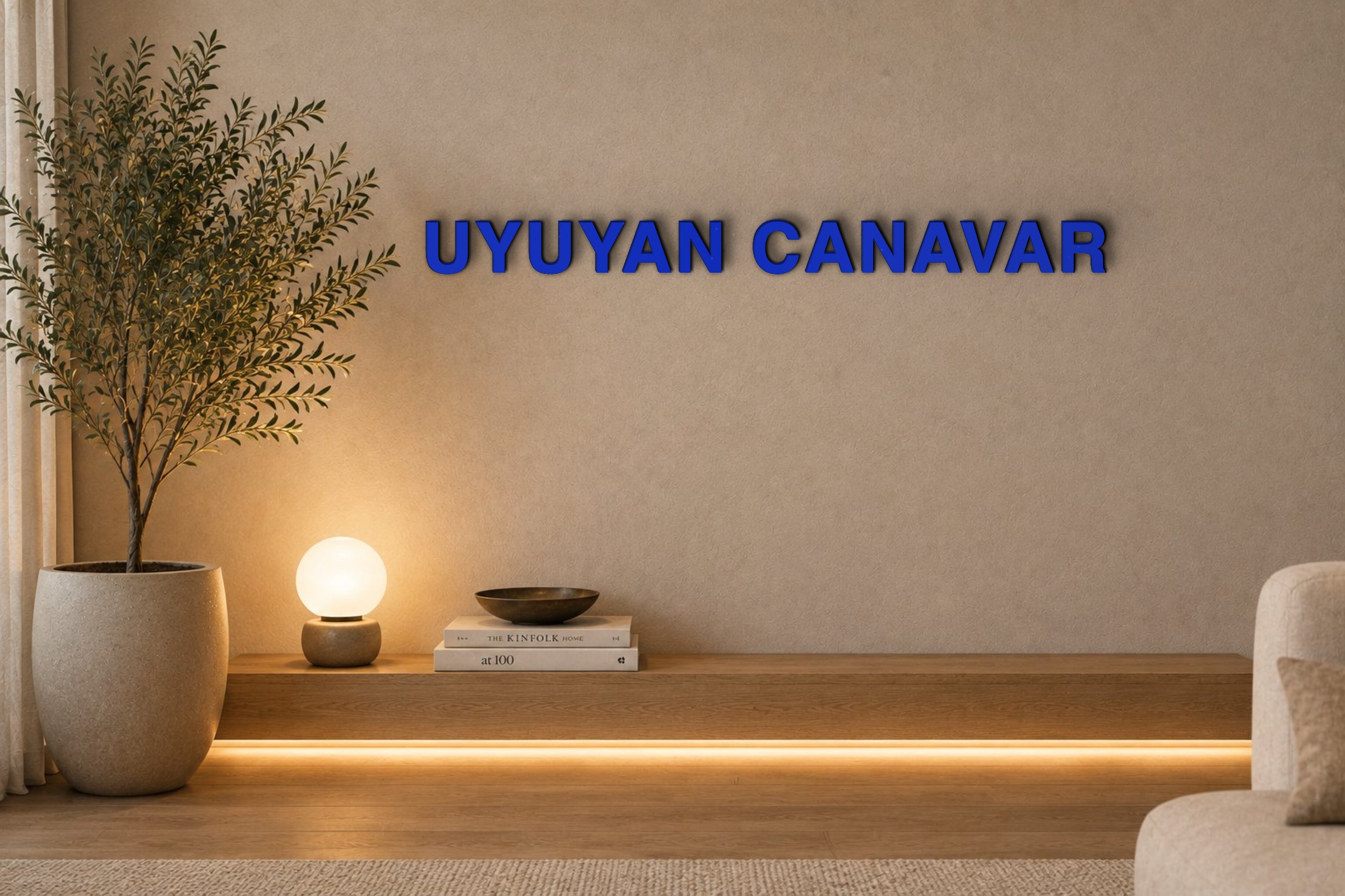 UYUYAN CANAVAR Özel 3D Tasarım Duvar Yazısı (navy blue) - 5 cm Yükseklik