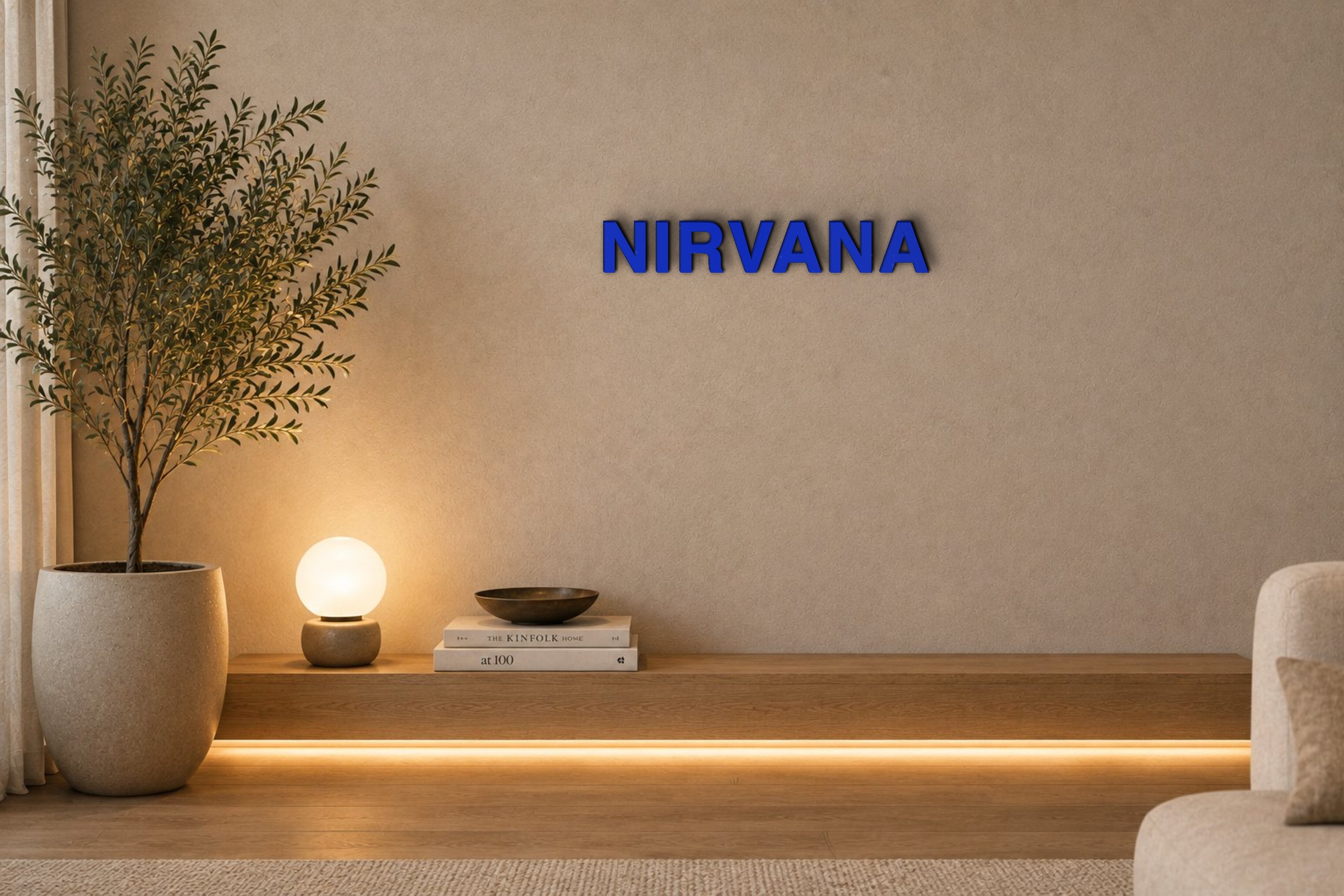 NIRVANA Özel 3D Tasarım Duvar Yazısı (navy blue) - 5 cm Yükseklik