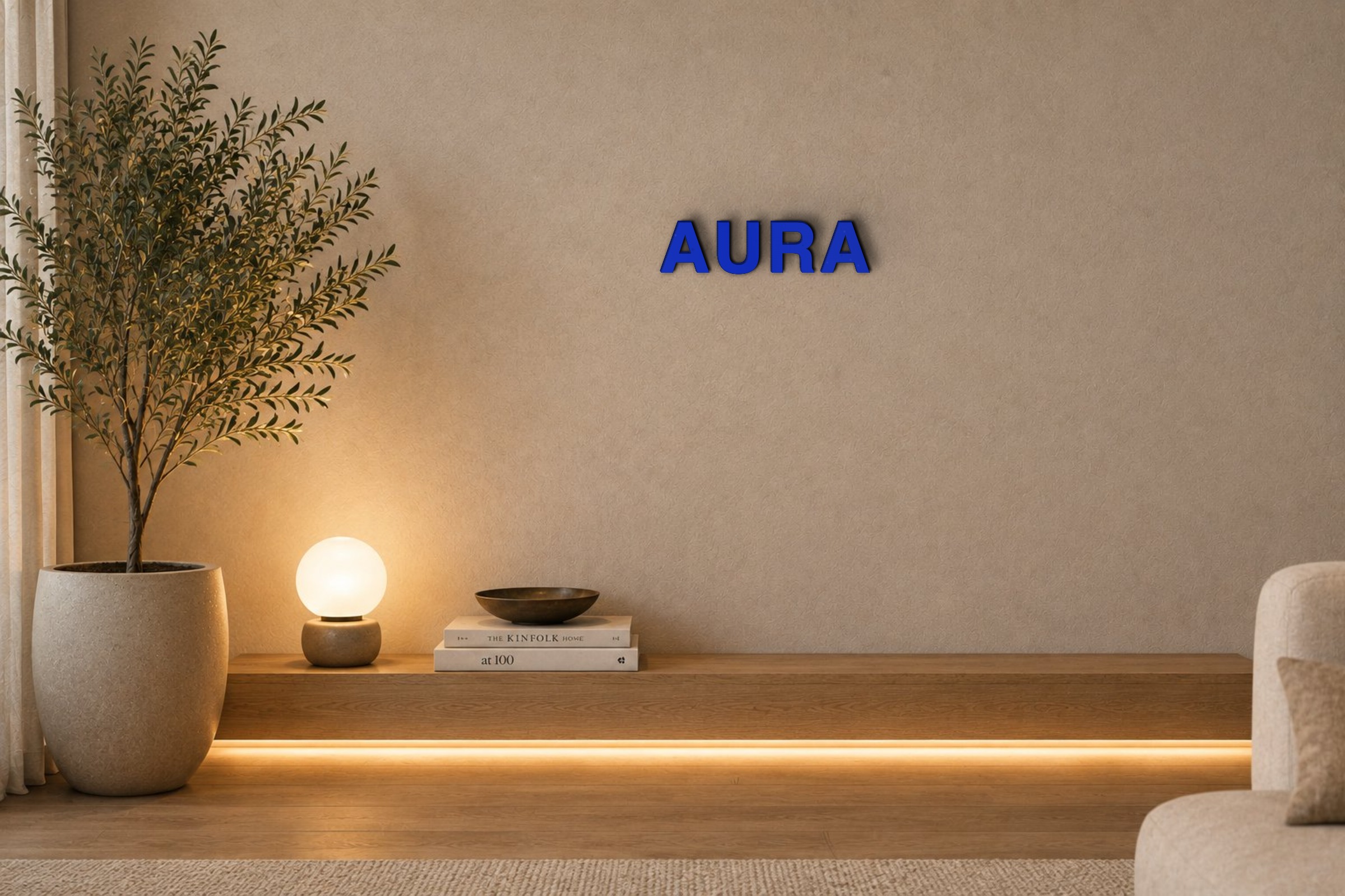 AURA Özel 3D Tasarım Duvar Yazısı (navy blue) - 5 cm Yükseklik