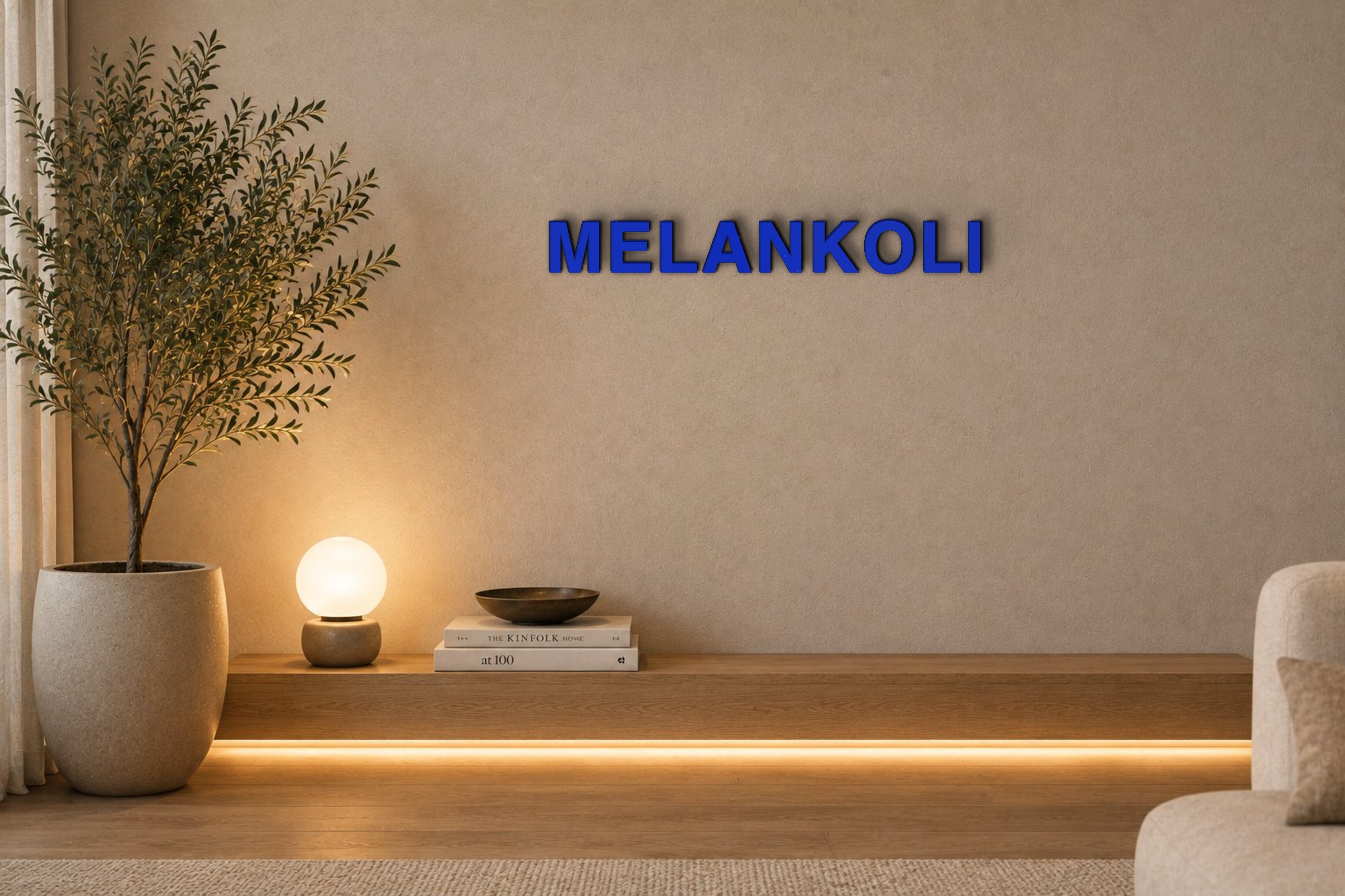 MELANKOLI Özel 3D Tasarım Duvar Yazısı (navy blue) - 5 cm Yükseklik