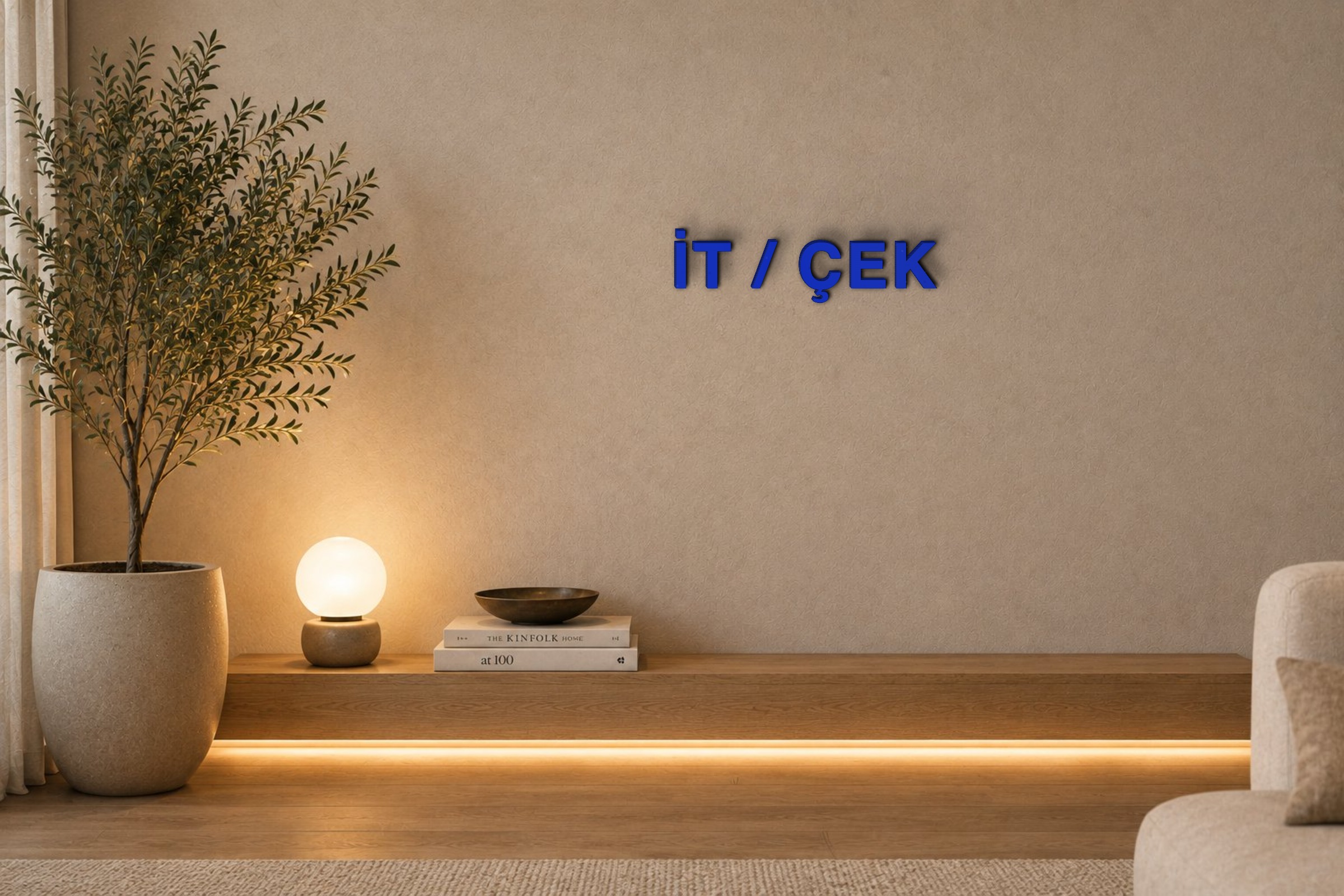 İT / ÇEK Özel 3D Tasarım Duvar Yazısı (navy blue) - 5 cm Yükseklik