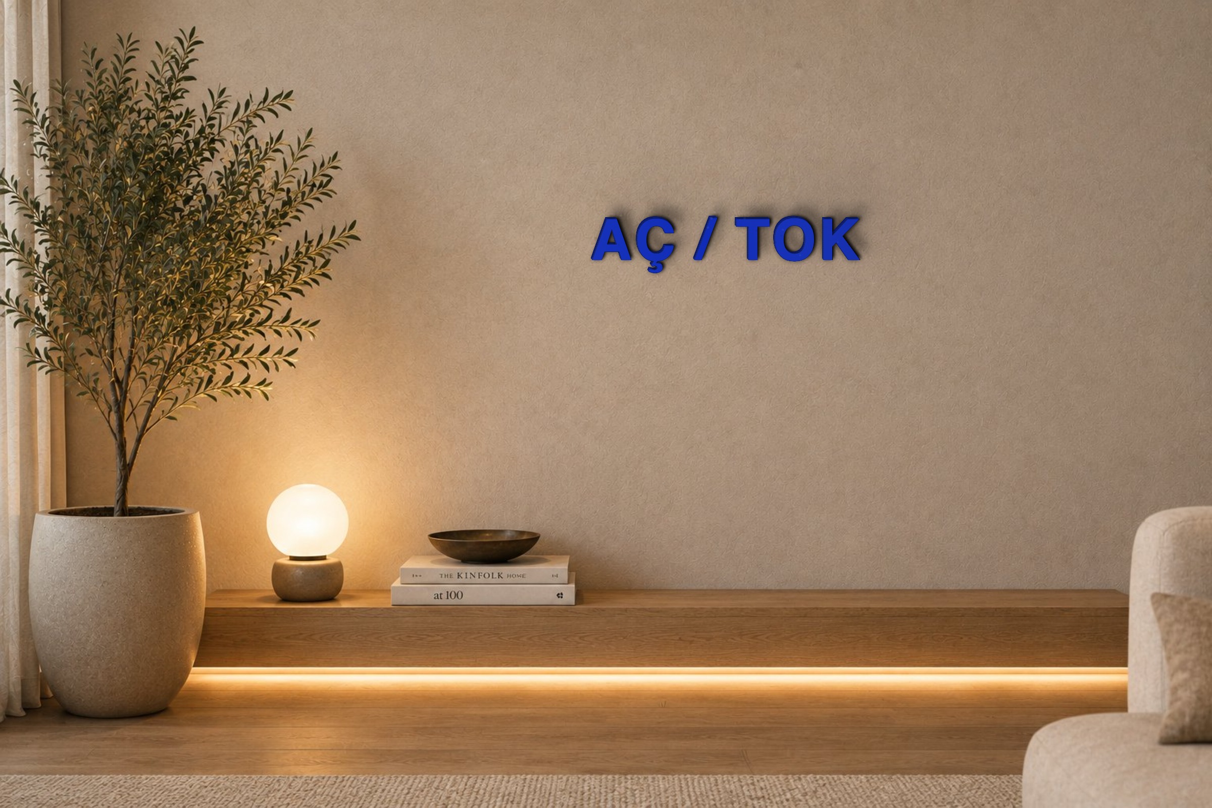 AÇ / TOK Özel 3D Tasarım Duvar Yazısı (navy blue) - 5 cm Yükseklik