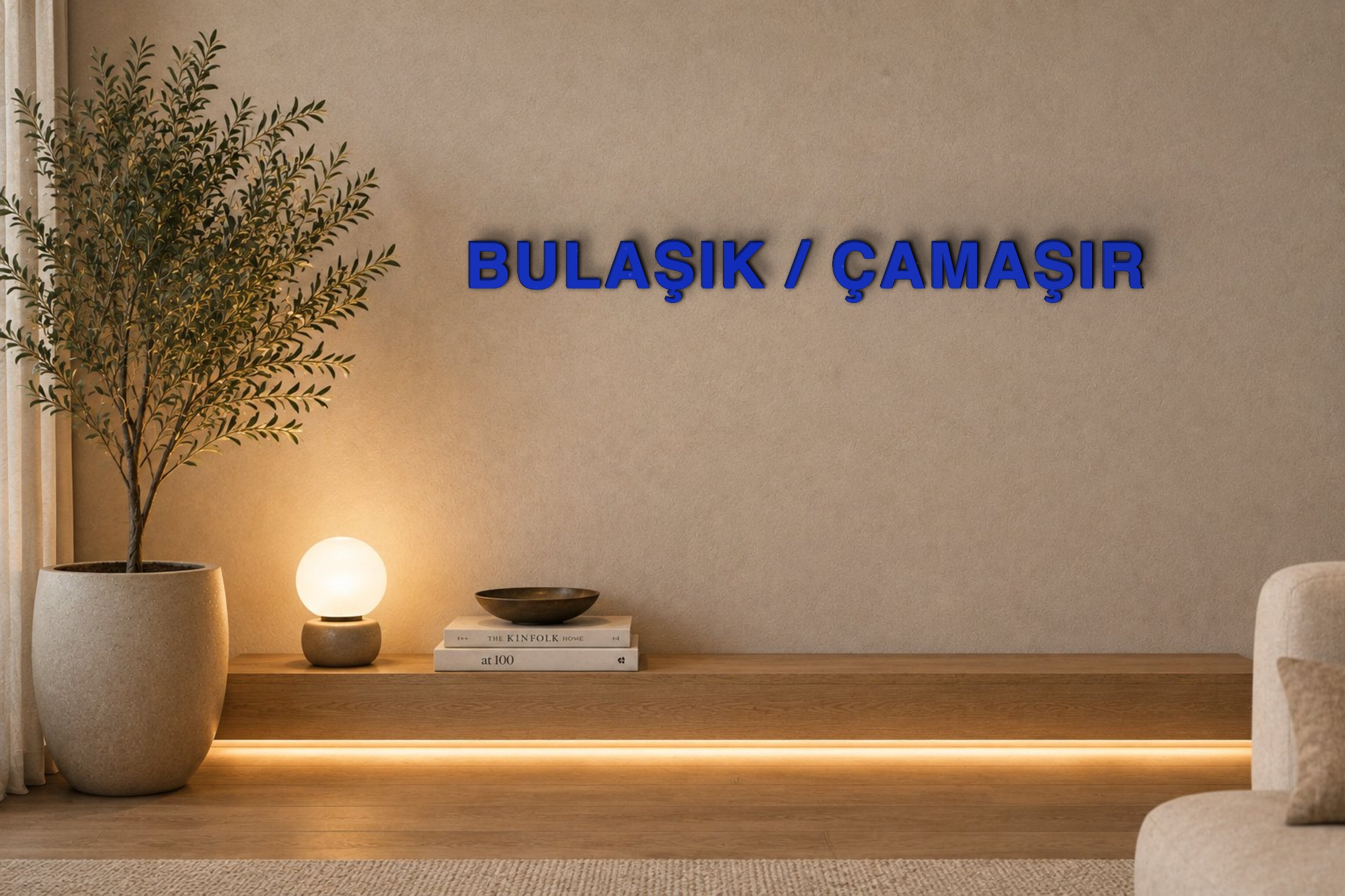BULAŞIK / ÇAMAŞIR Özel 3D Tasarım Duvar Yazısı (navy blue) - 5 cm Yükseklik