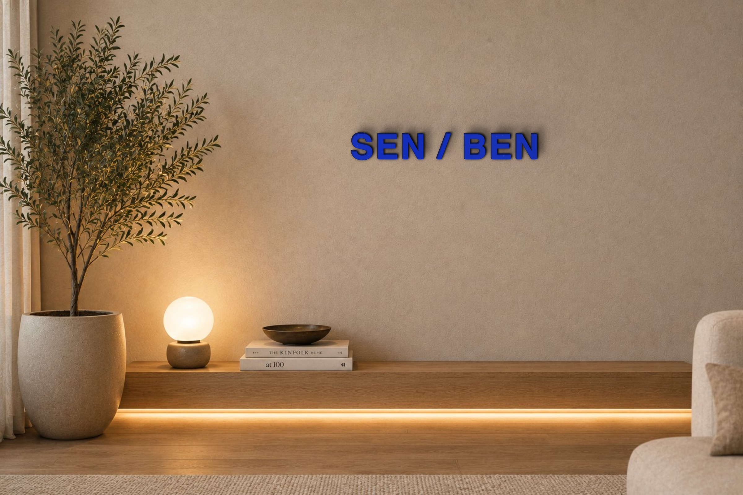 SEN / BEN Özel 3D Tasarım Duvar Yazısı (navy blue) - 5 cm Yükseklik