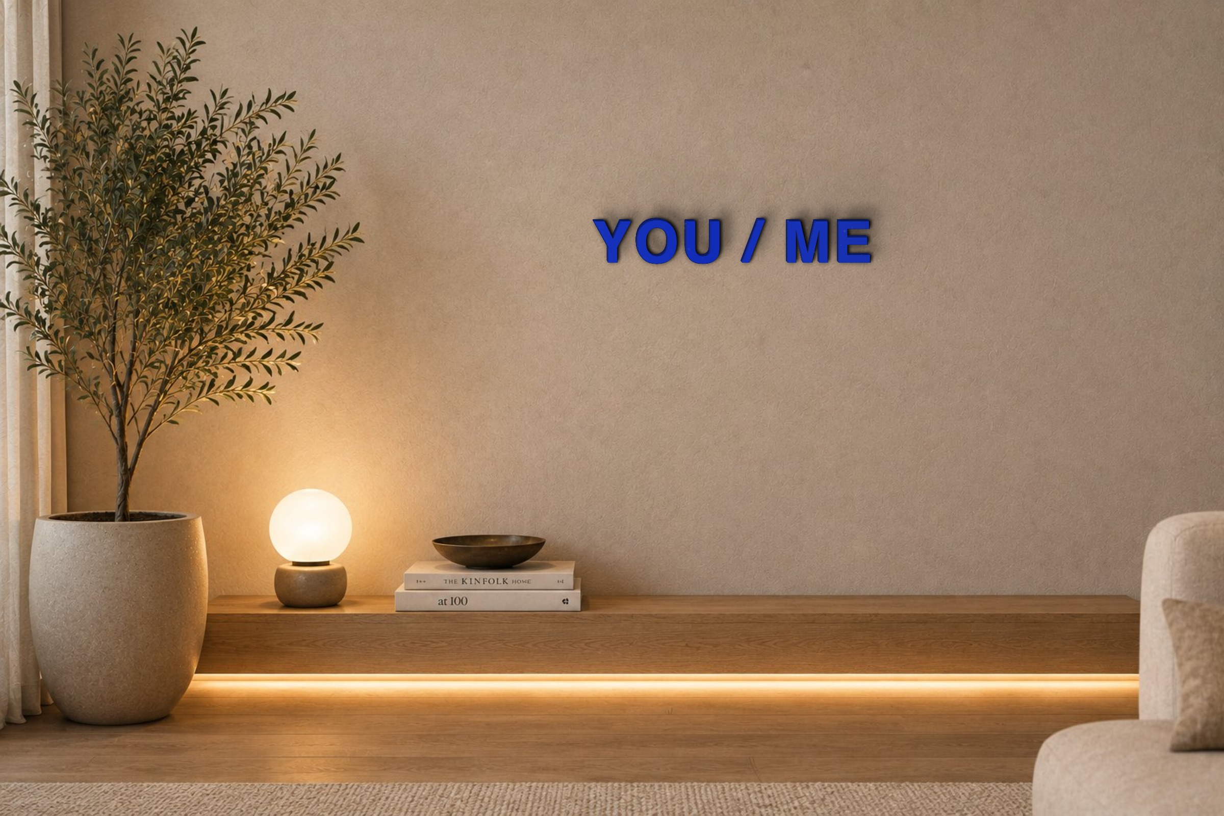 YOU / ME Özel 3D Tasarım Duvar Yazısı (navy blue) - 5 cm Yükseklik
