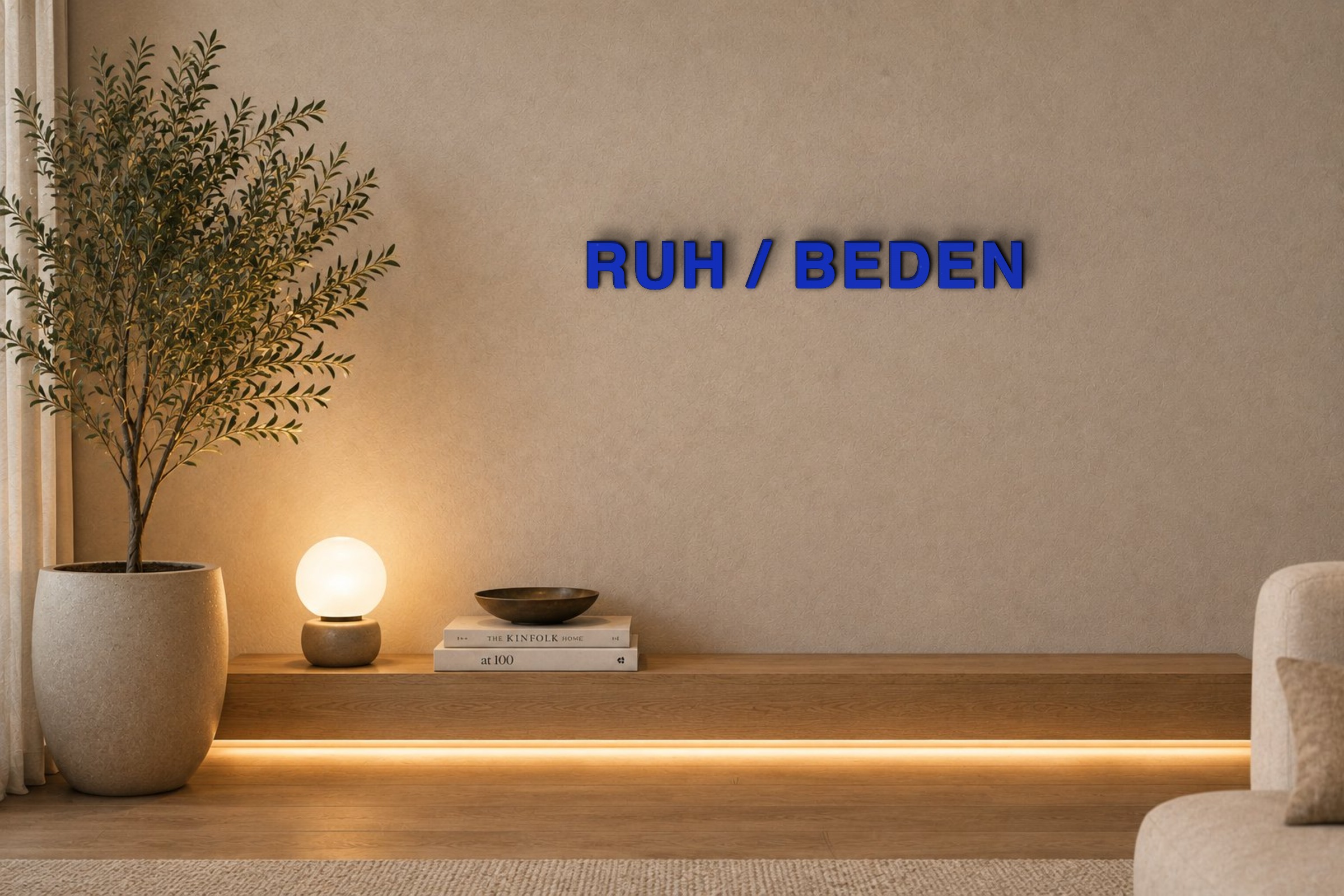 RUH / BEDEN Özel 3D Tasarım Duvar Yazısı (navy blue) - 5 cm Yükseklik