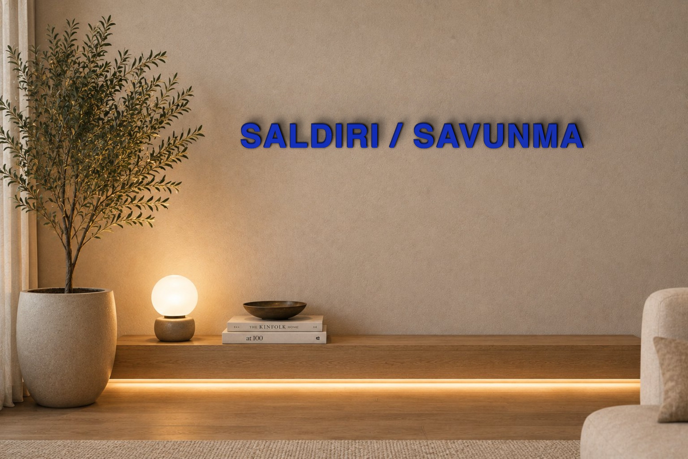 SALDIRI / SAVUNMA Özel 3D Tasarım Duvar Yazısı (navy blue) - 5 cm Yükseklik