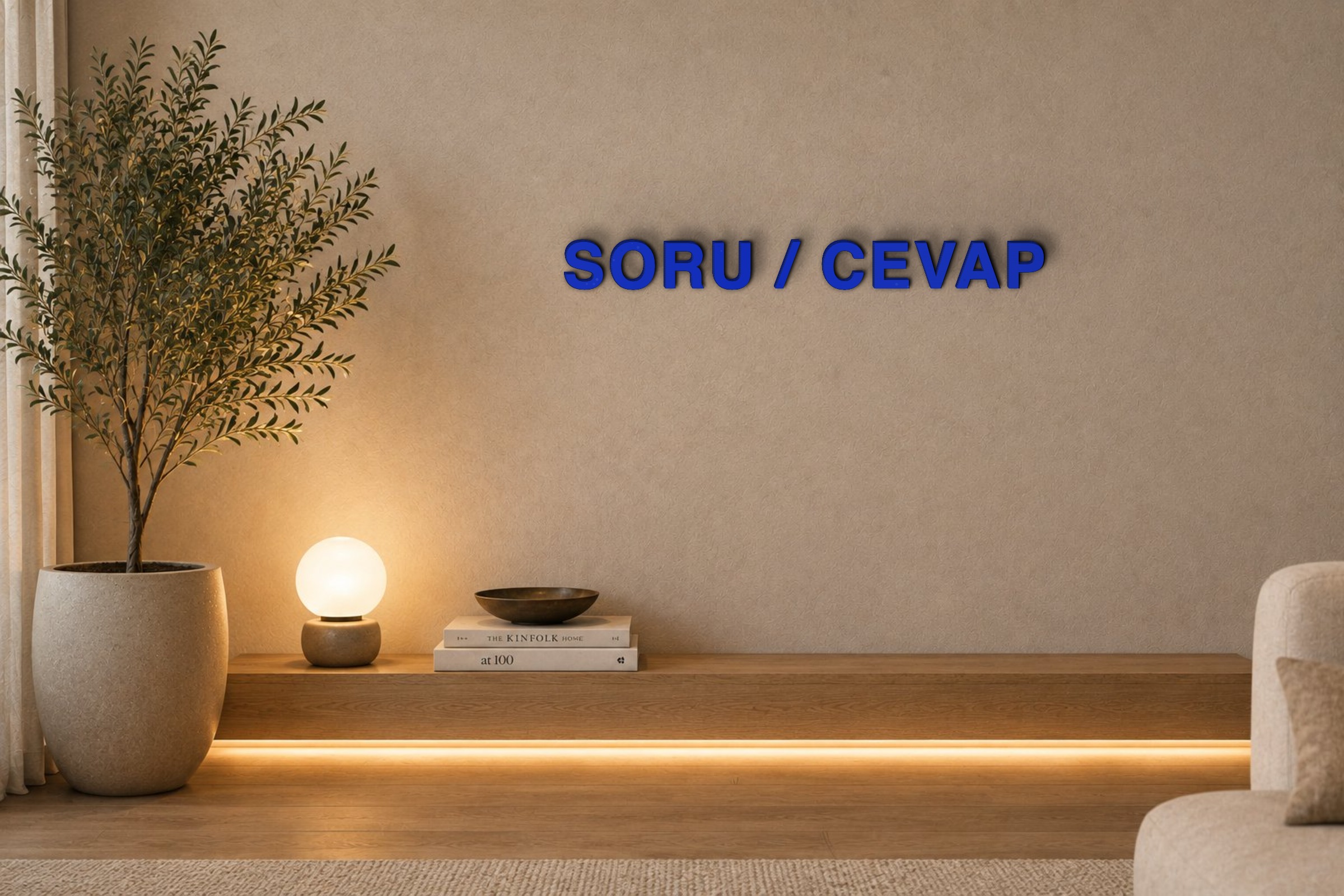 SORU / CEVAP Özel 3D Tasarım Duvar Yazısı (navy blue) - 5 cm Yükseklik