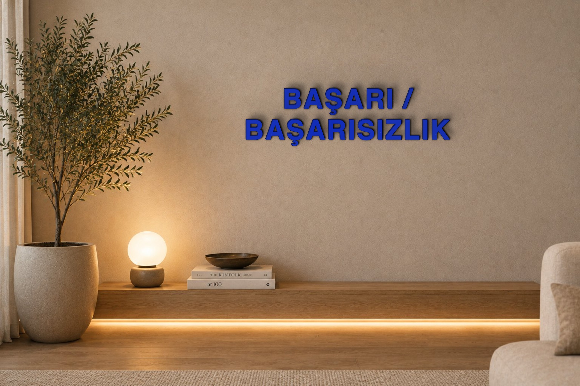BAŞARI / BAŞARISIZLIK Özel 3D Tasarım Duvar Yazısı (navy blue) - 5 cm Yükseklik