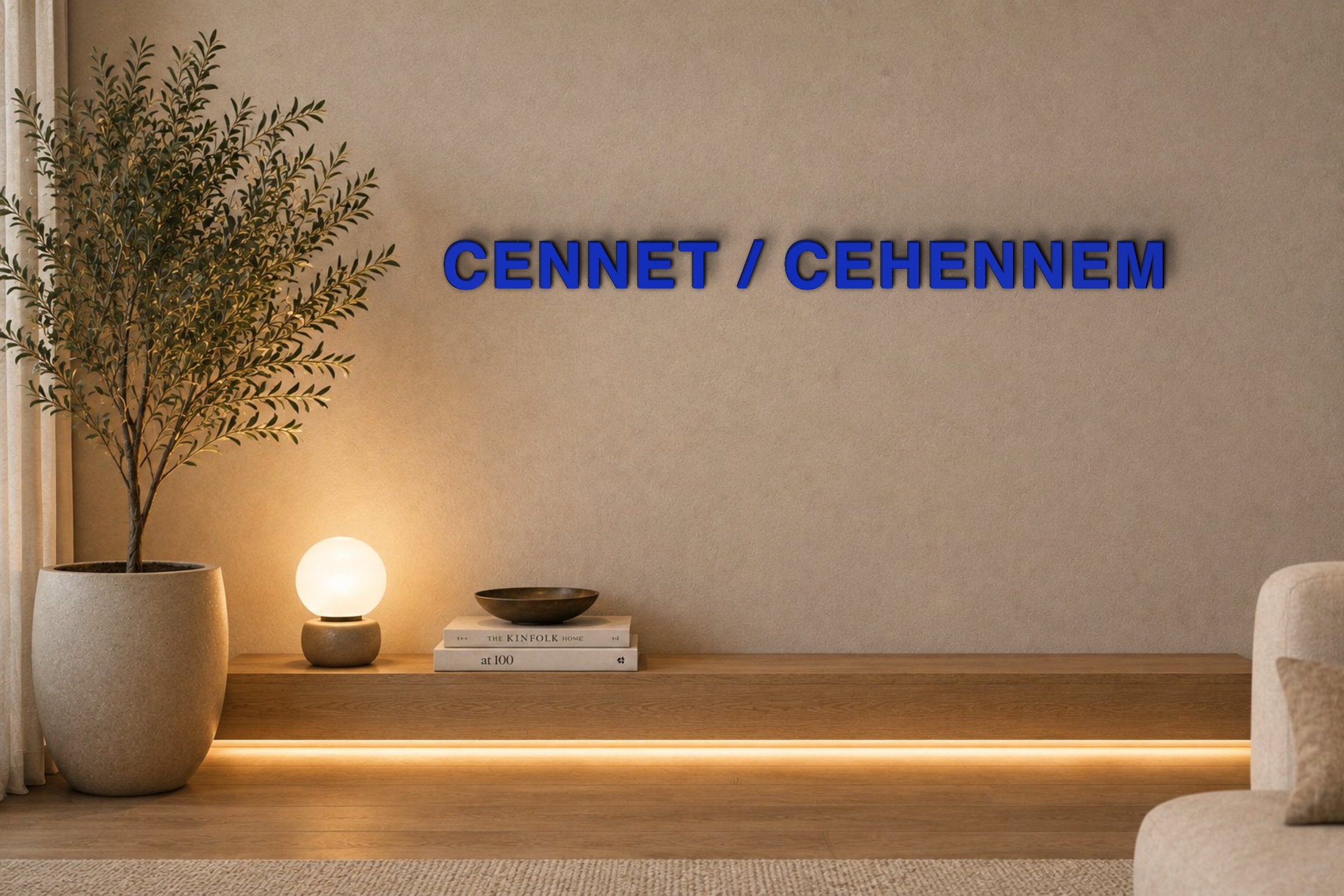 CENNET / CEHENNEM Özel 3D Tasarım Duvar Yazısı (navy blue) - 5 cm Yükseklik