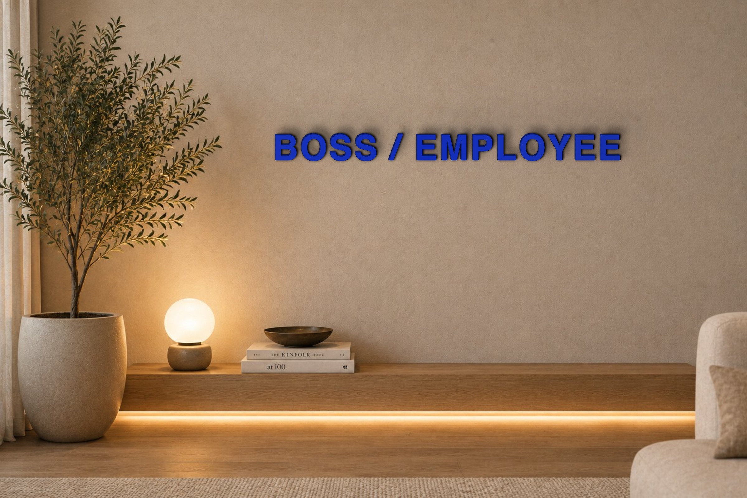 BOSS / EMPLOYEE Özel 3D Tasarım Duvar Yazısı (navy blue) - 5 cm Yükseklik
